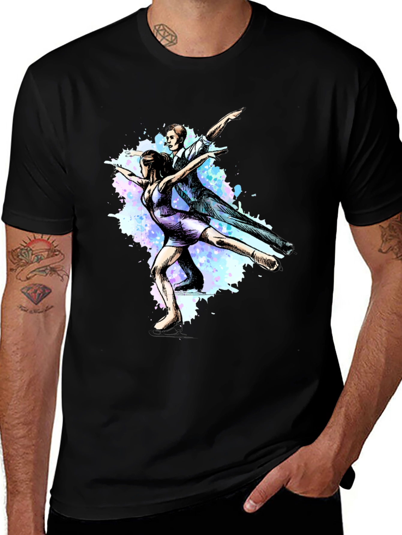 Variant 27 of Ice Skating Couple Graphic Tee - Artistic Design