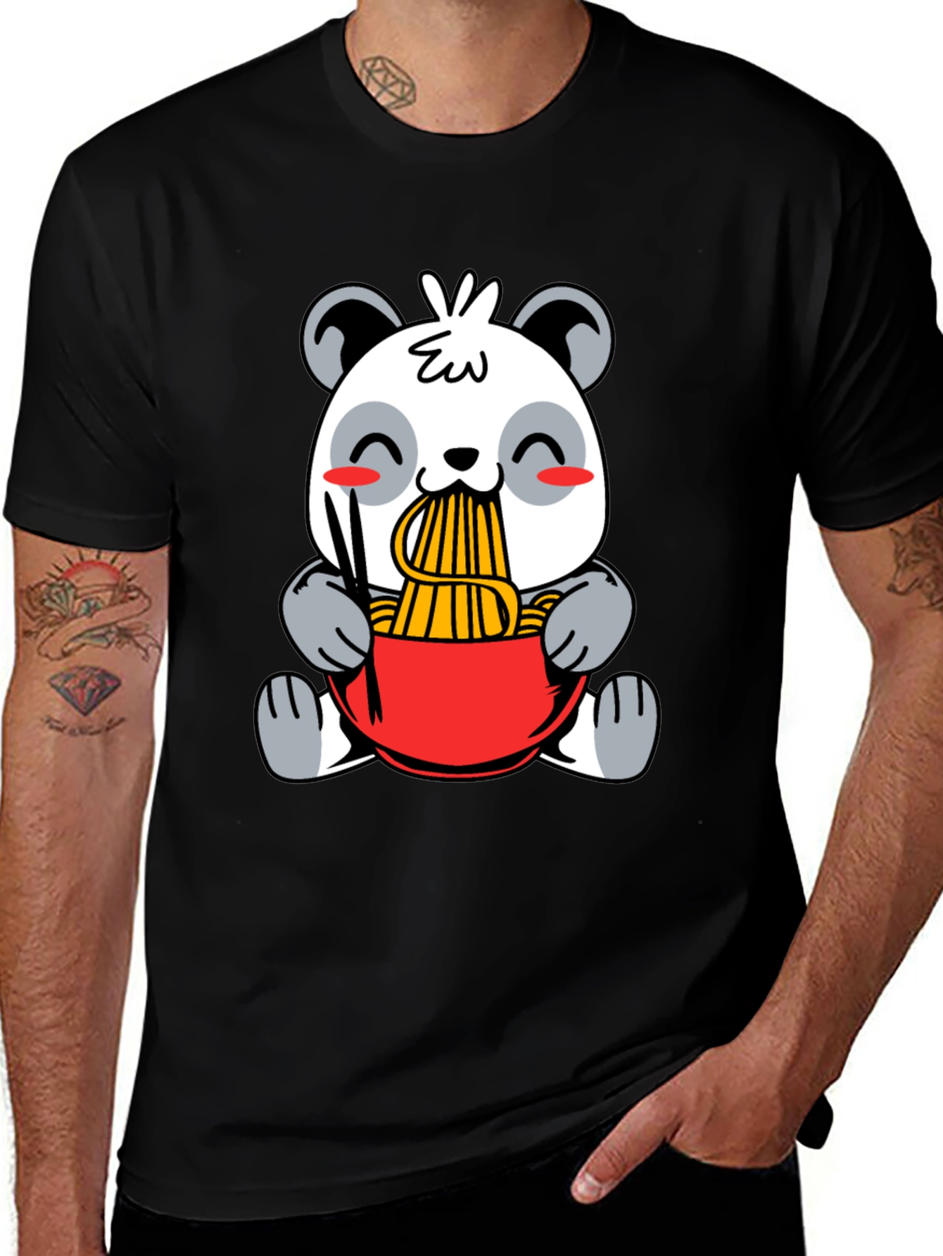 Variant 11 of Cute Panda Ramen T-Shirt - Black