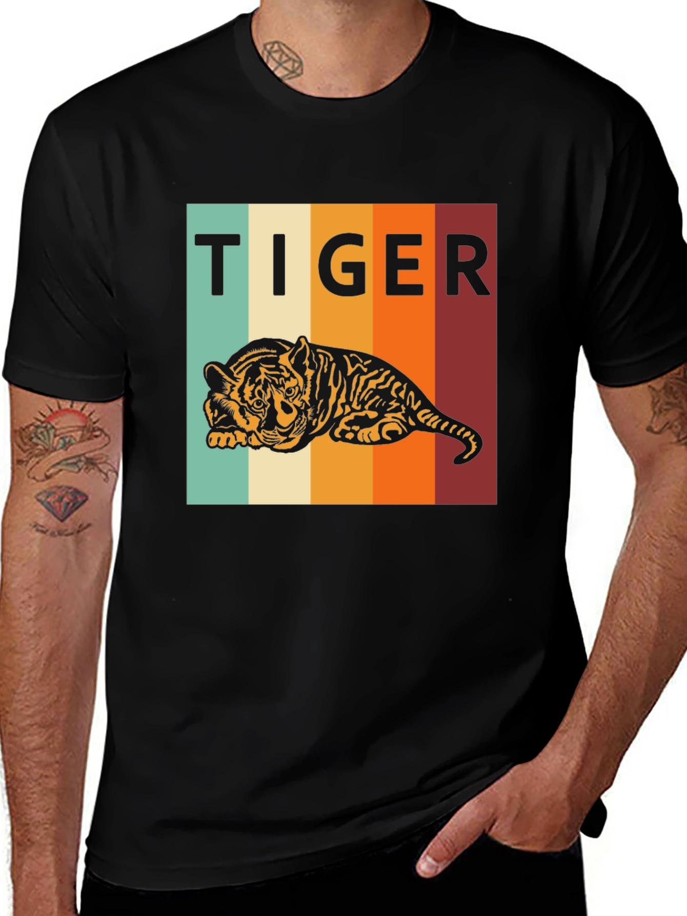 Black Retro Tiger Graphic Tee - Comfort Fit main image