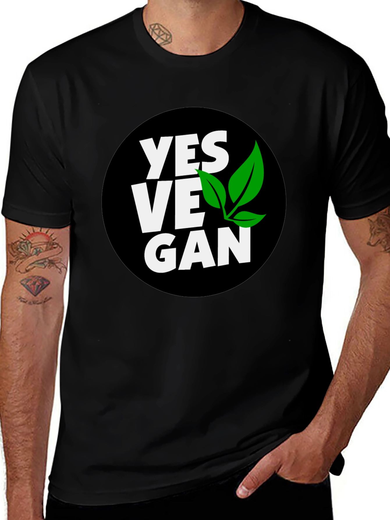 Variant 8 of Yes Vegan T-Shirt - Black Vegan Tee