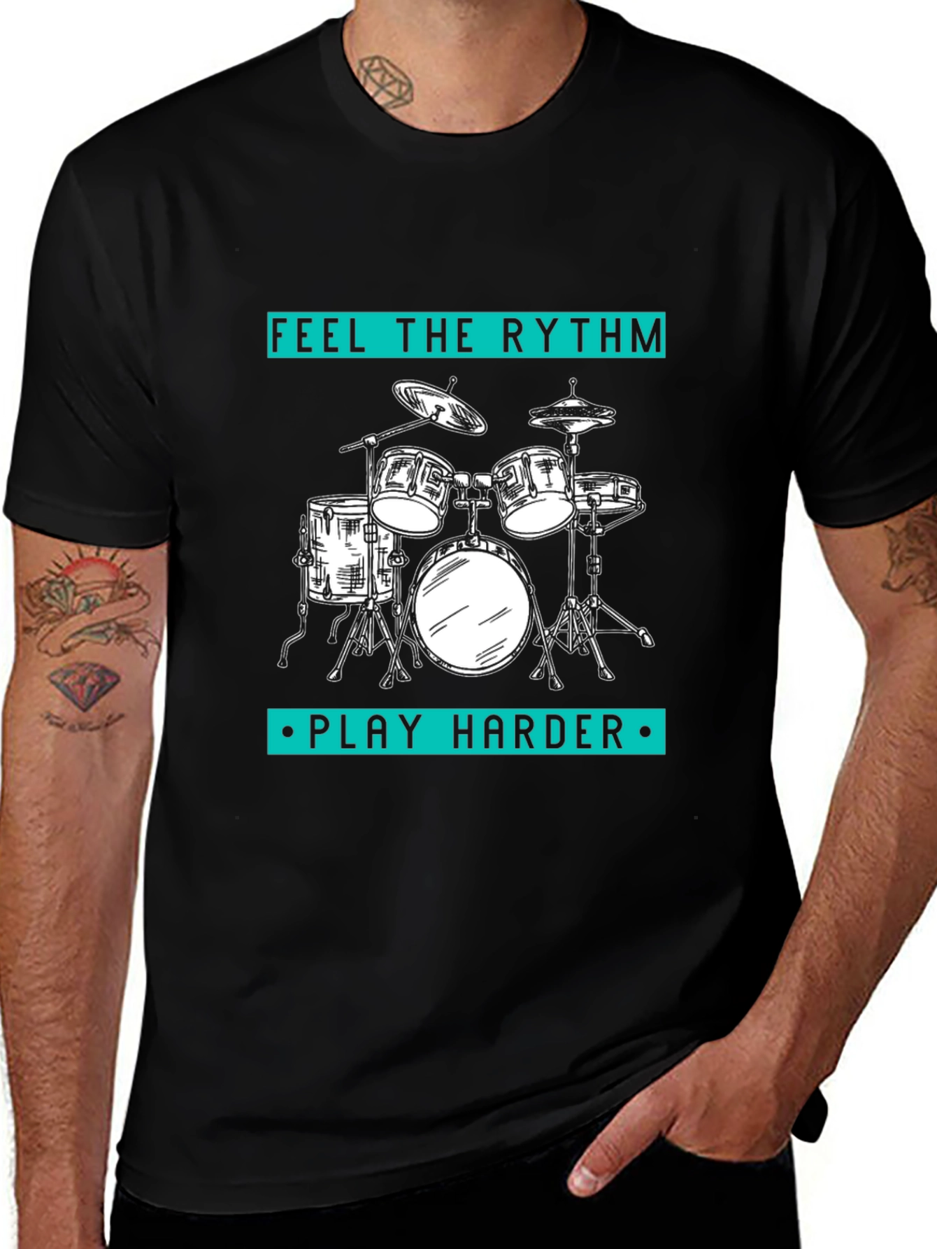 Variant 19 of Feel The Rhythm T-Shirt - Drummer Tee