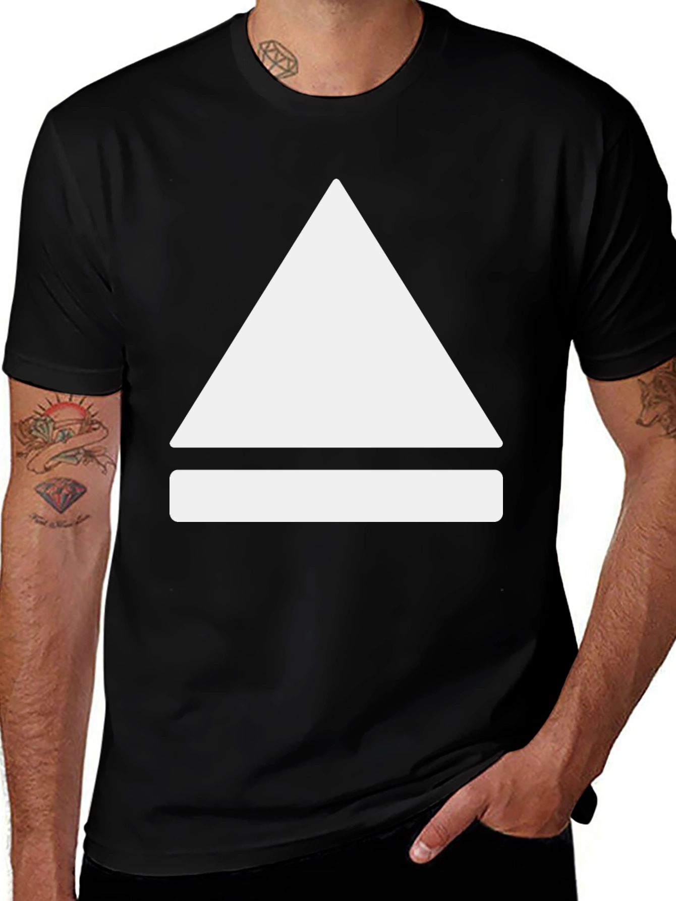 Variant 4 of Minimalist Triangle Eject Graphic Tee - Black