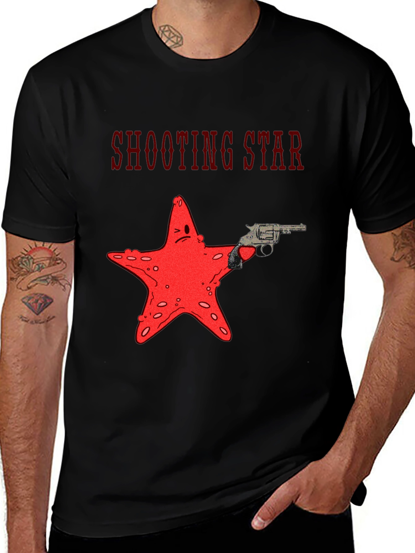 Variant 21 of Shooting Star Graphic Tee - Black Cotton T-Shirt