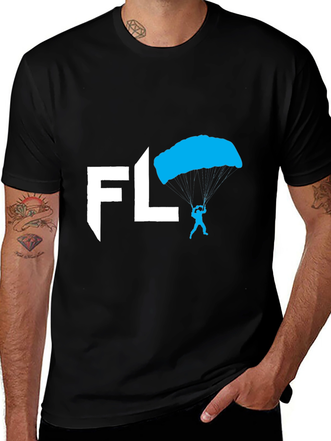 Skydiving FL T-Shirt - Black Cotton Tee