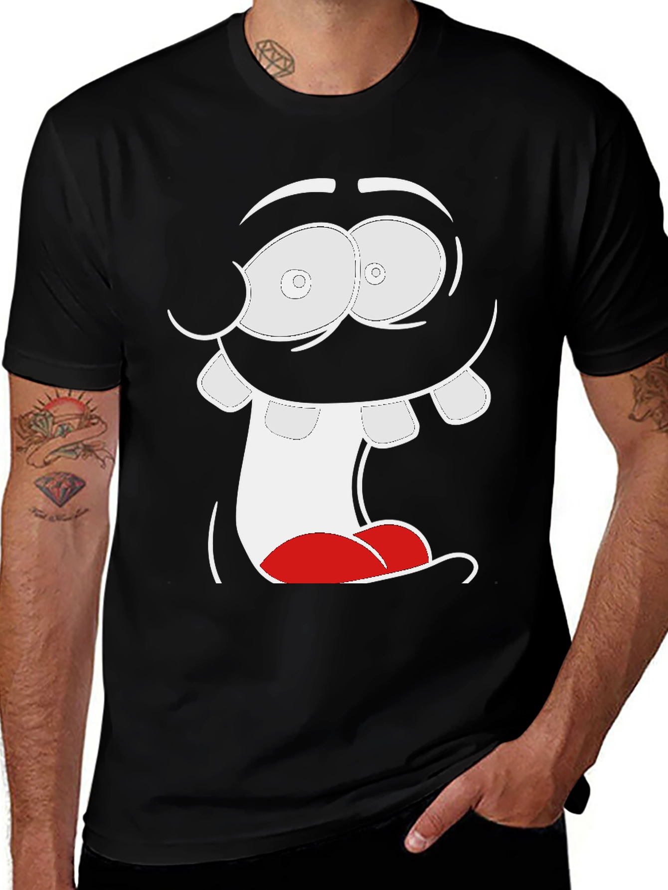 Variant 20 of Cartoon Face Graphic Tee - Black