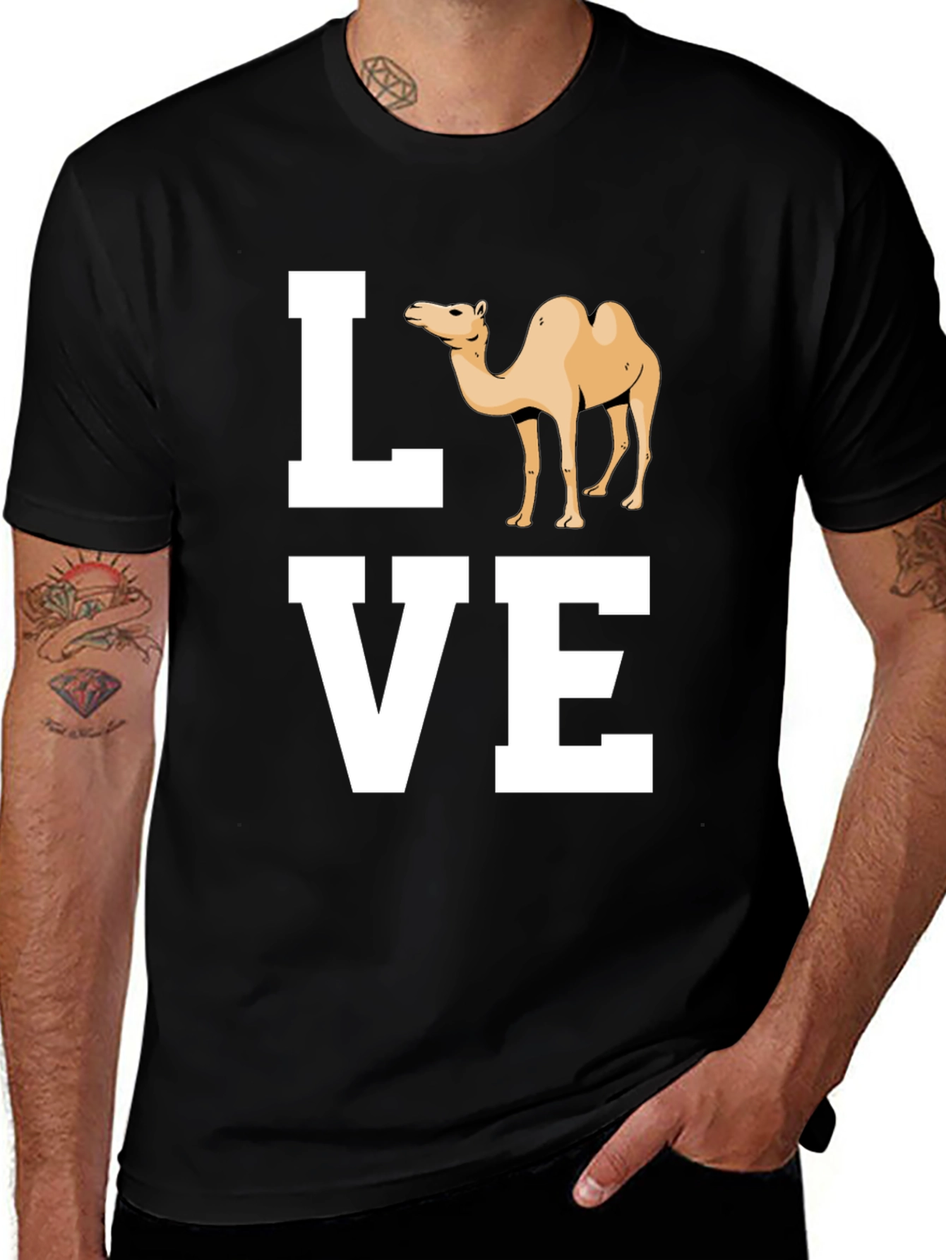 Variant 29 of Love Camel T-Shirt - Black Cotton Tee