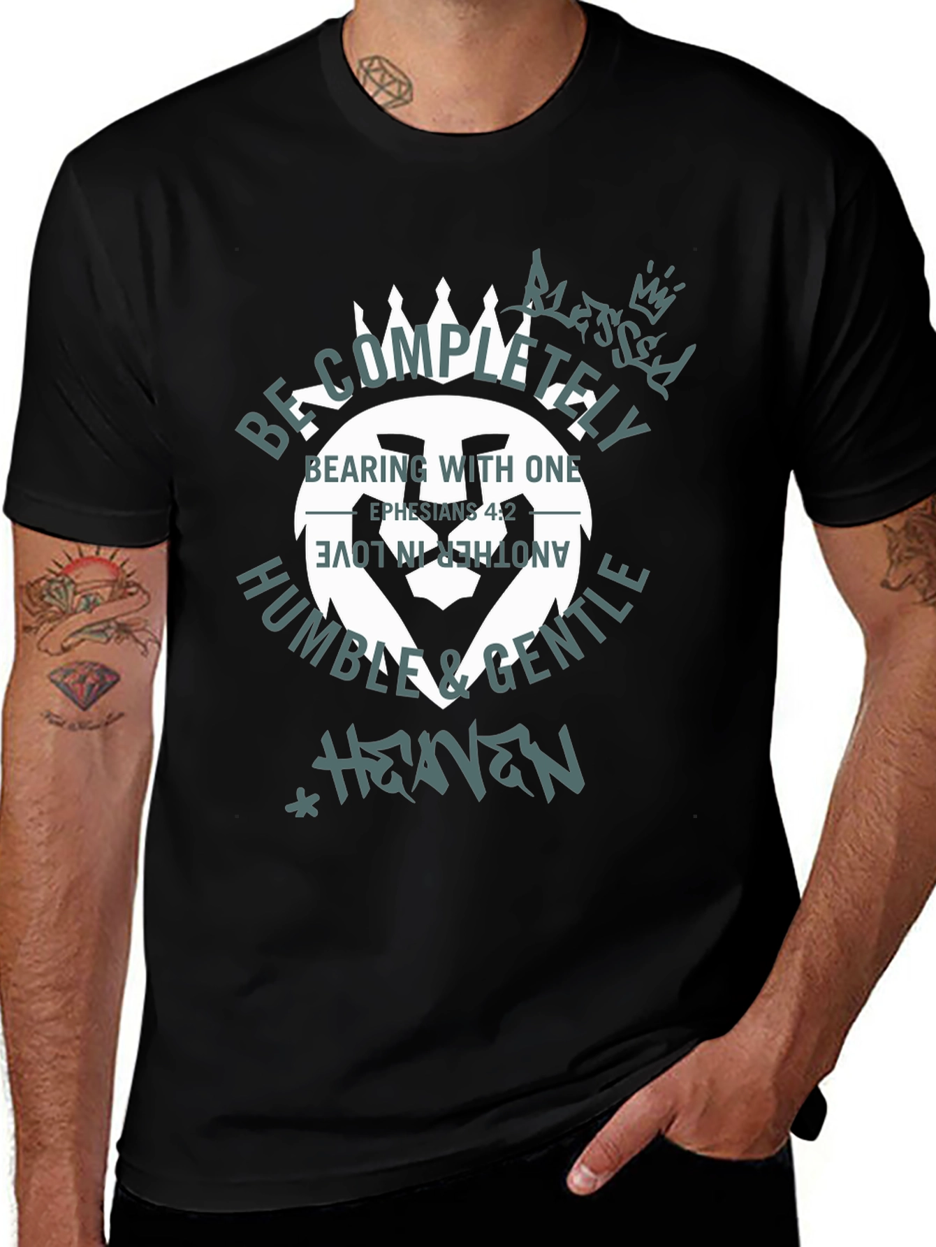 Black Faith-Inspired Lion T-Shirt main image