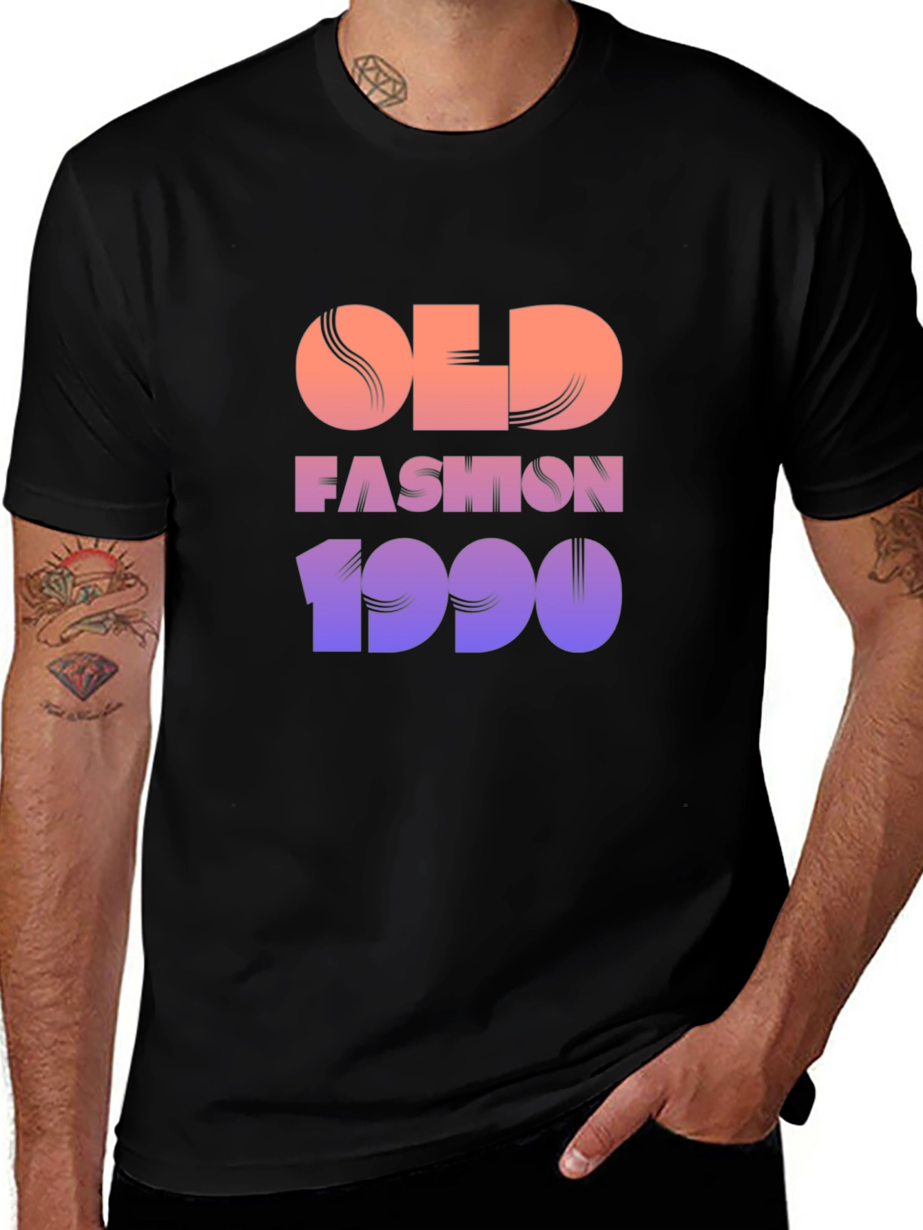 Variant 10 of Retro "Old Fashion 1990" Graphic Tee - Black