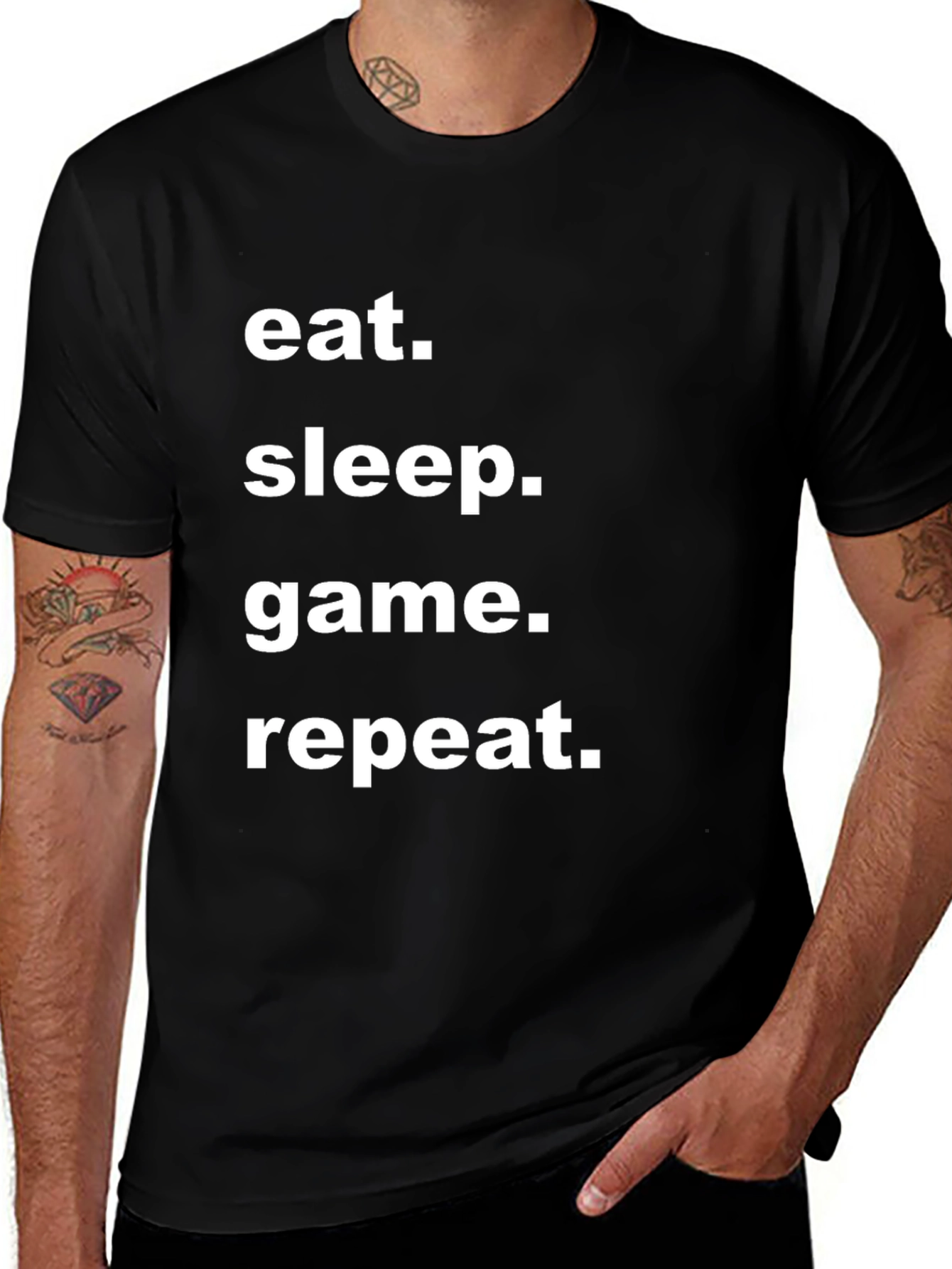 Variant 7 of Eat Sleep Game Repeat Black Graphic Tee