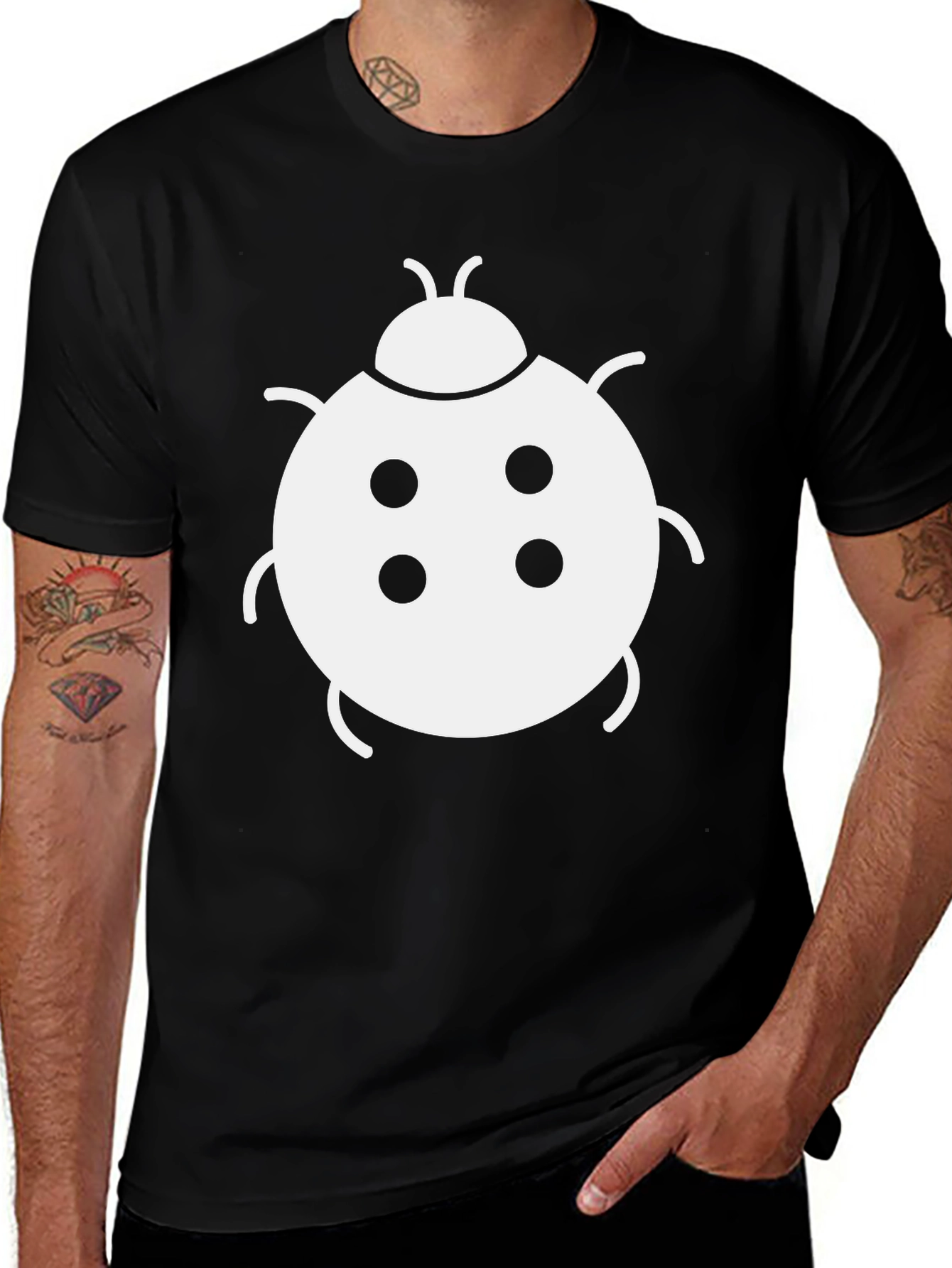 Variant 29 of Ladybug Graphic Tee - Black Cotton Casual Shirt