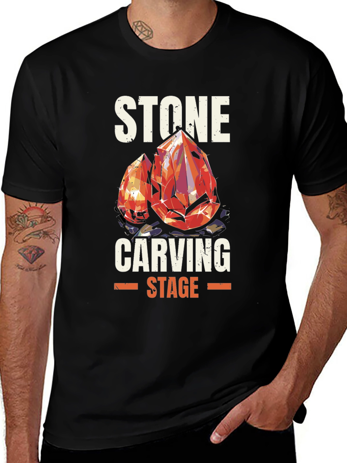 Stone Carving Stage Black T-Shirt