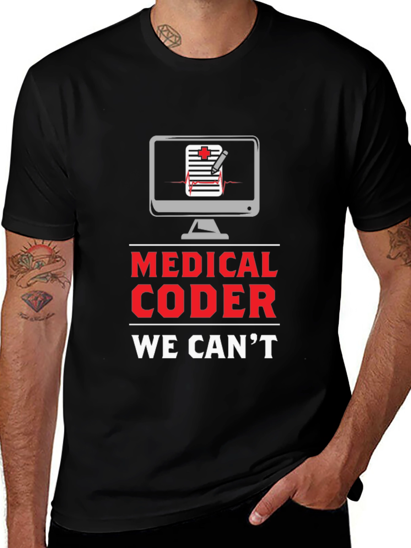 Black Medical Coder Graphic Tee - Coding Humor T-Shirt main image