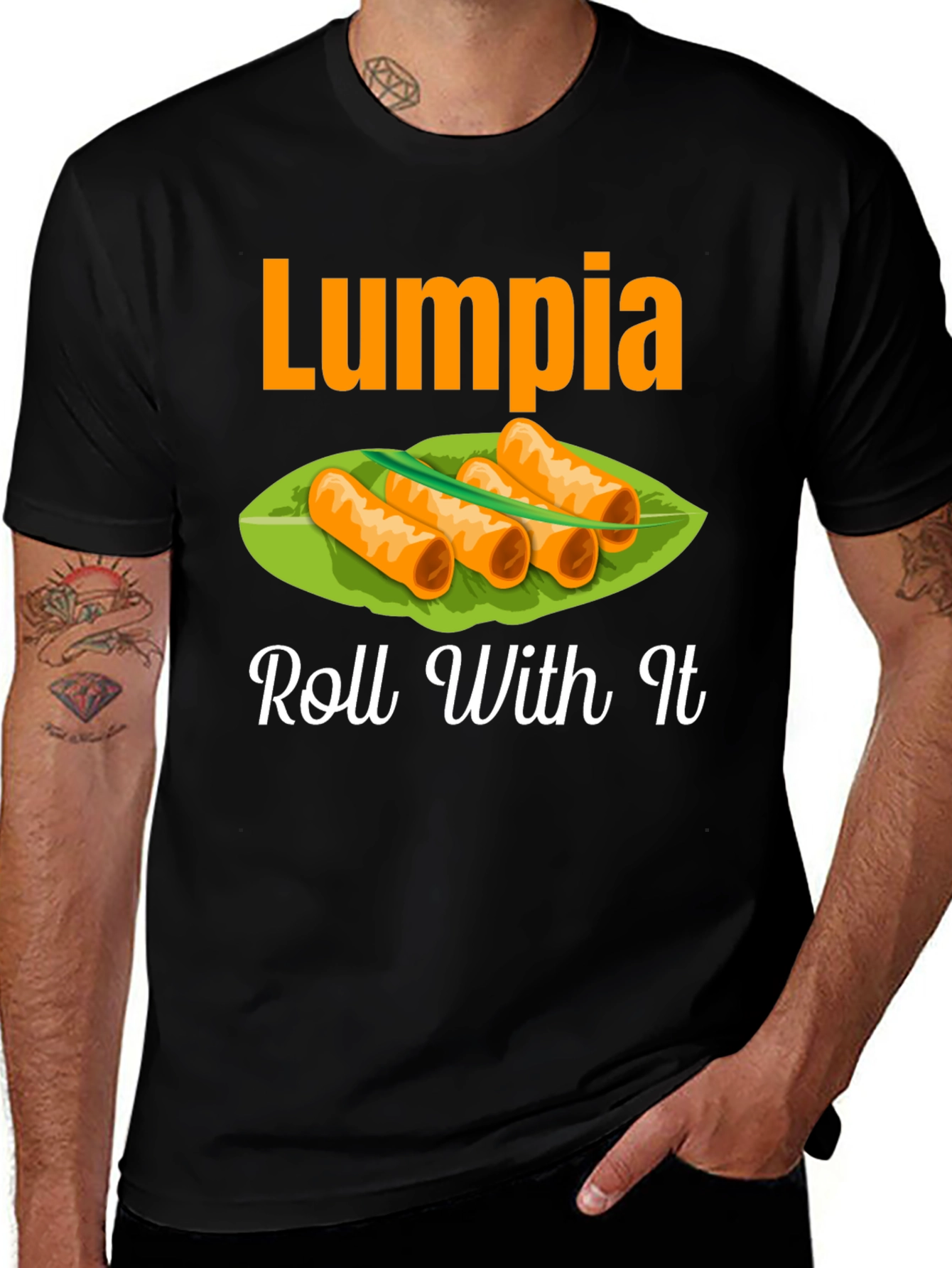Variant 6 of Lumpia Roll With It T-Shirt - Funny Foodie Tee