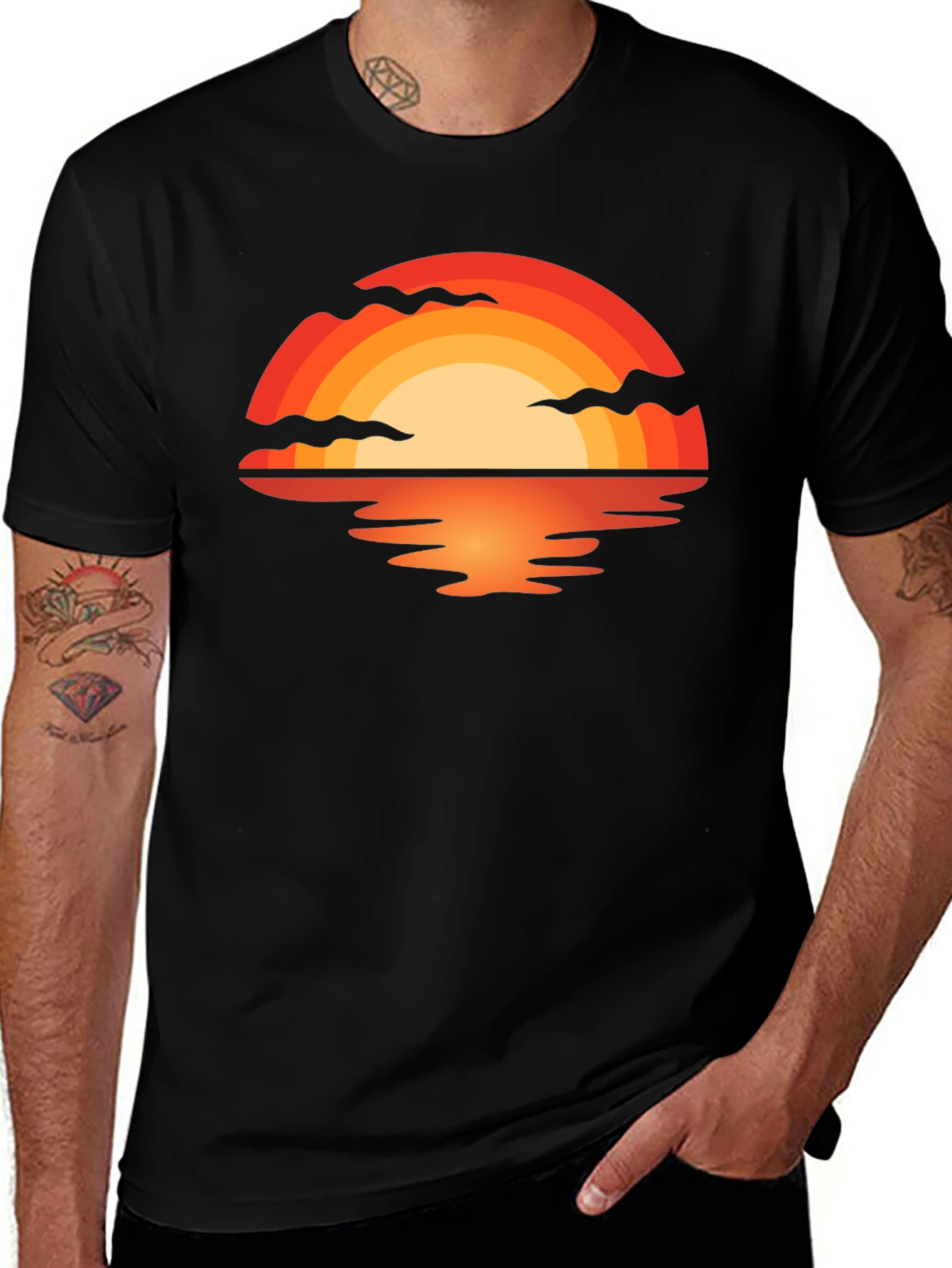 Variant 16 of Sunset Graphic Tee - Stylish Black T-Shirt