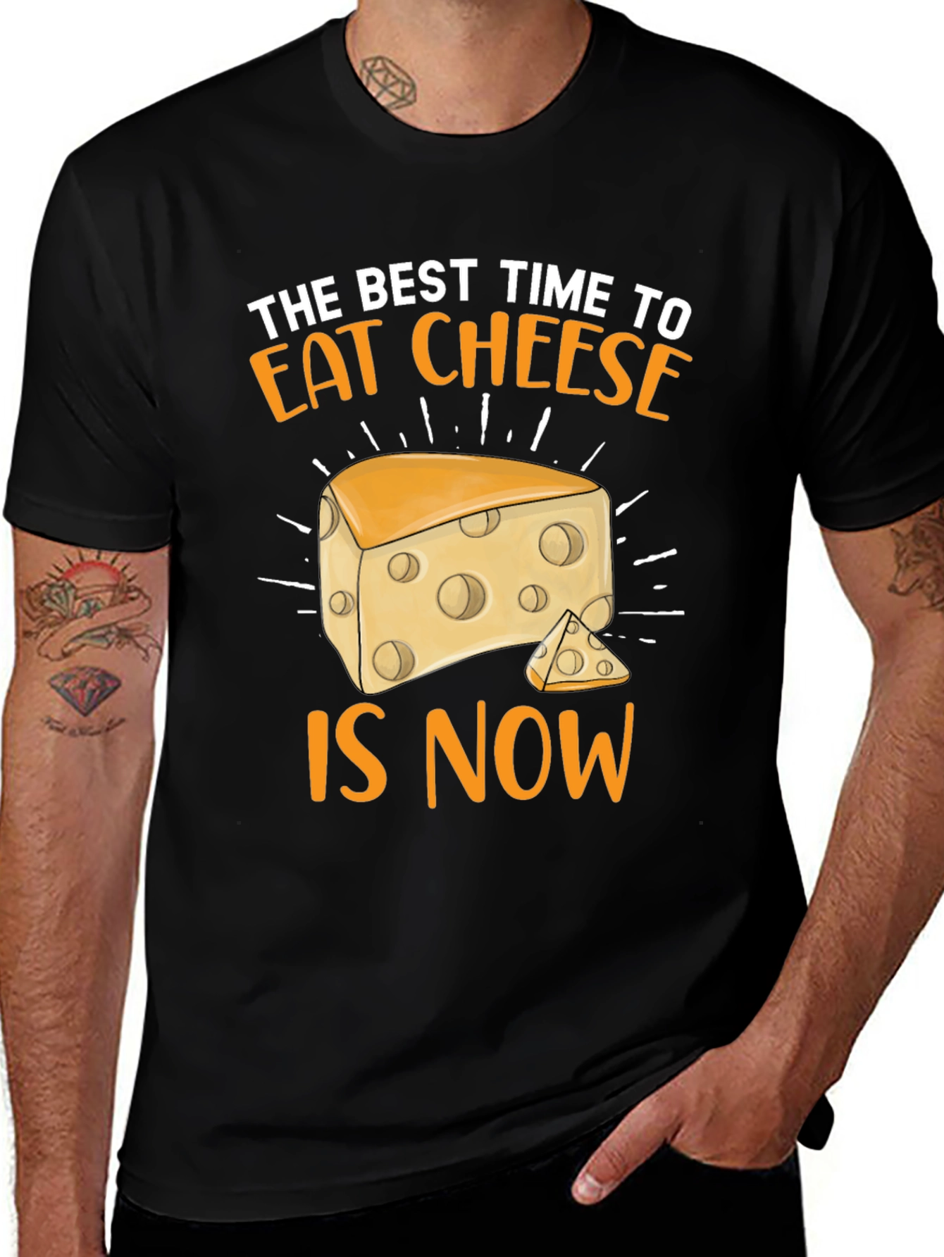 Variant 27 of Funny Cheese Lover Graphic Tee - Best Time is Now