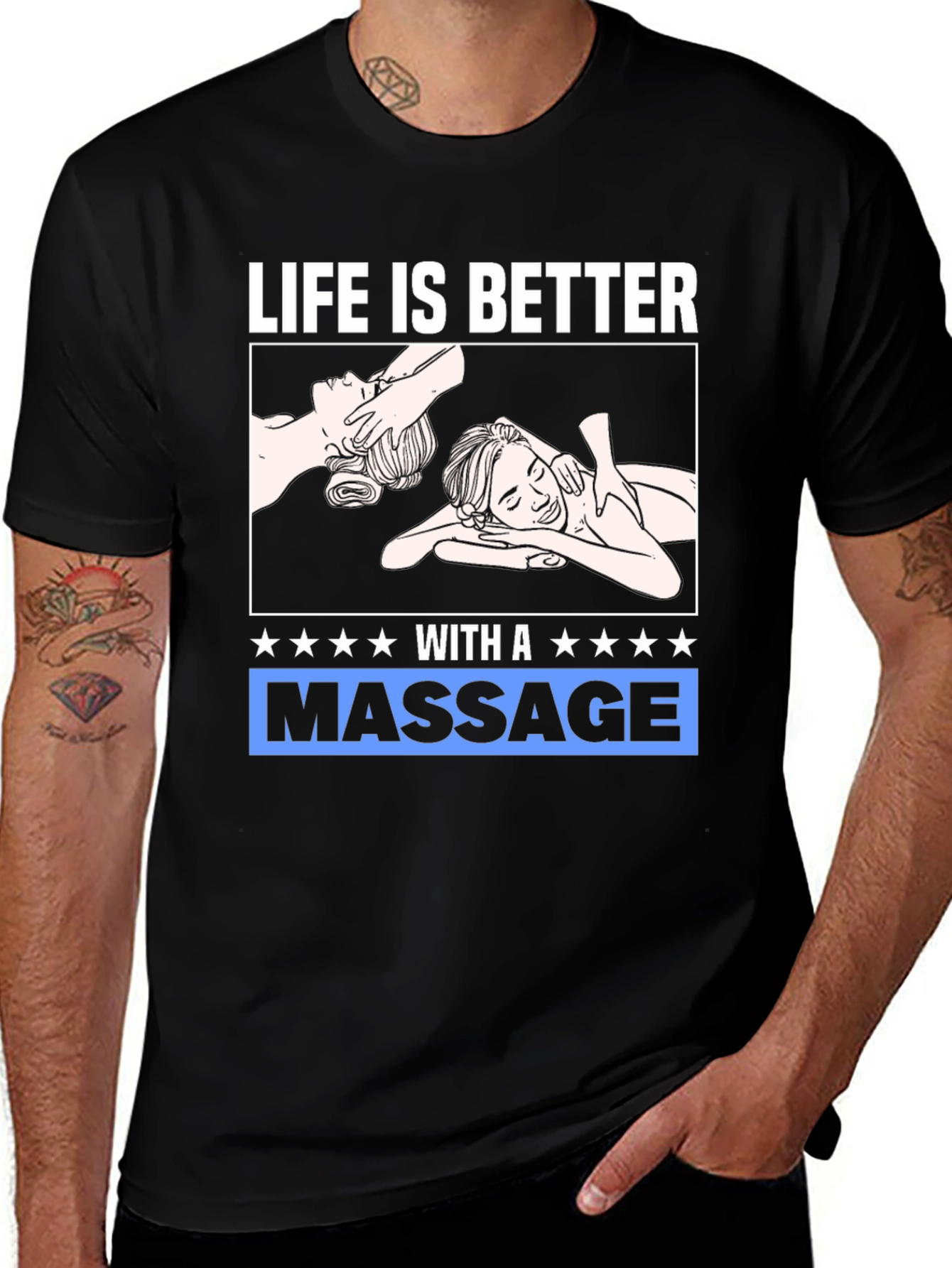 Black Relaxation Massage T-Shirt main image