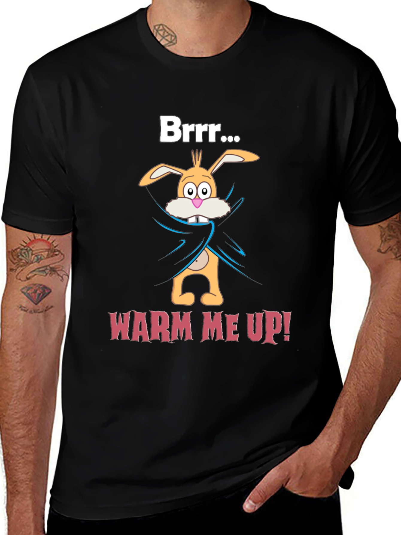 Variant 27 of Funny Cartoon Bunny T-Shirt - Warm Me Up!