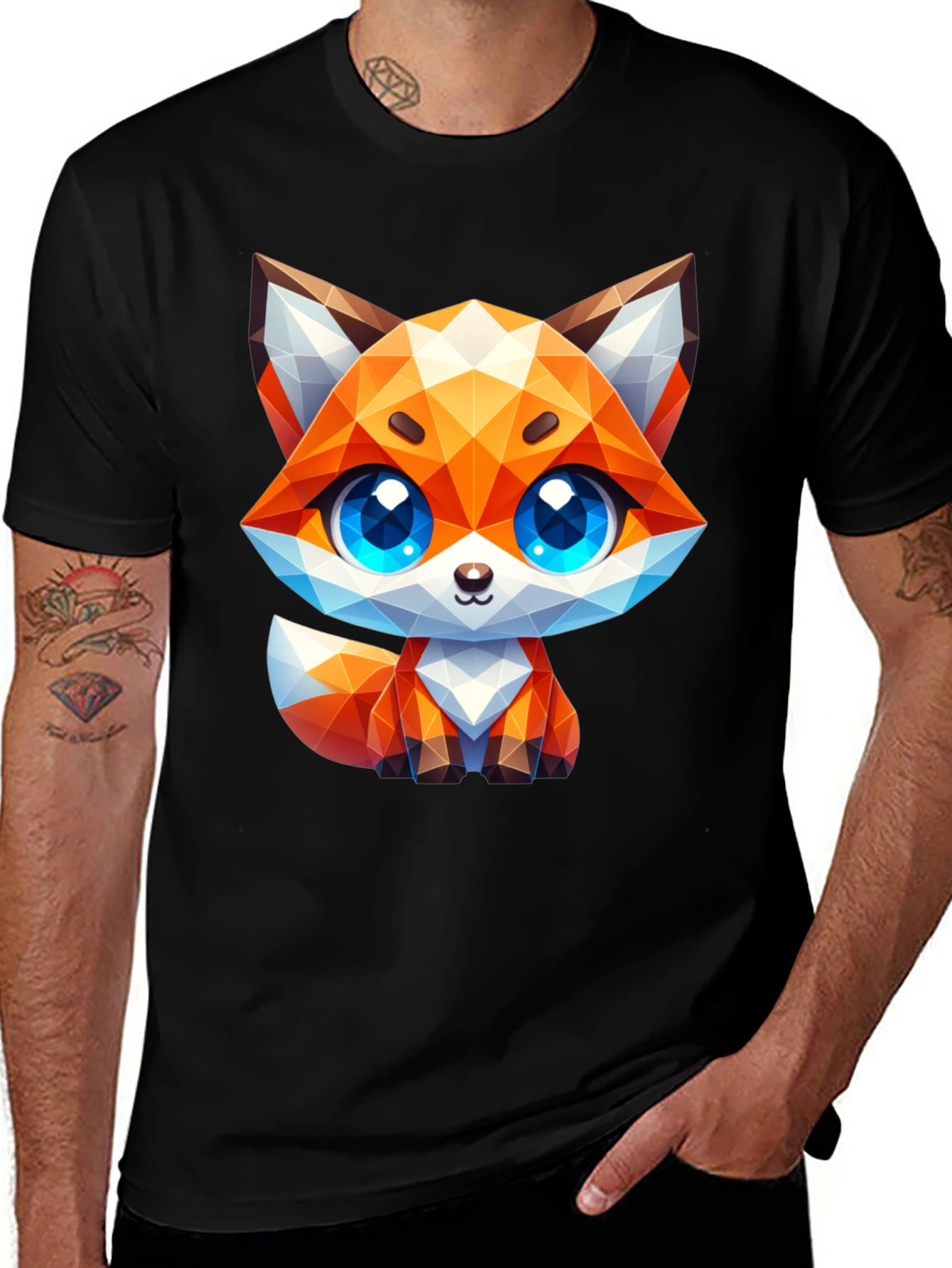Variant 26 of Geometric Fox Graphic Tee - Stylish Animal Print Shirt
