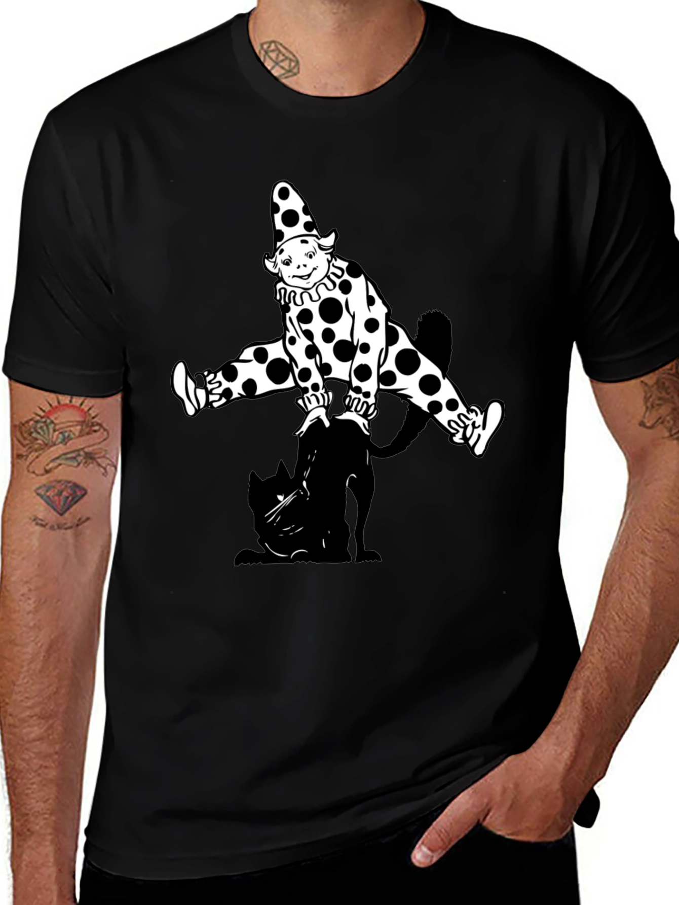 Variant 8 of Clown on Cat Black T-Shirt