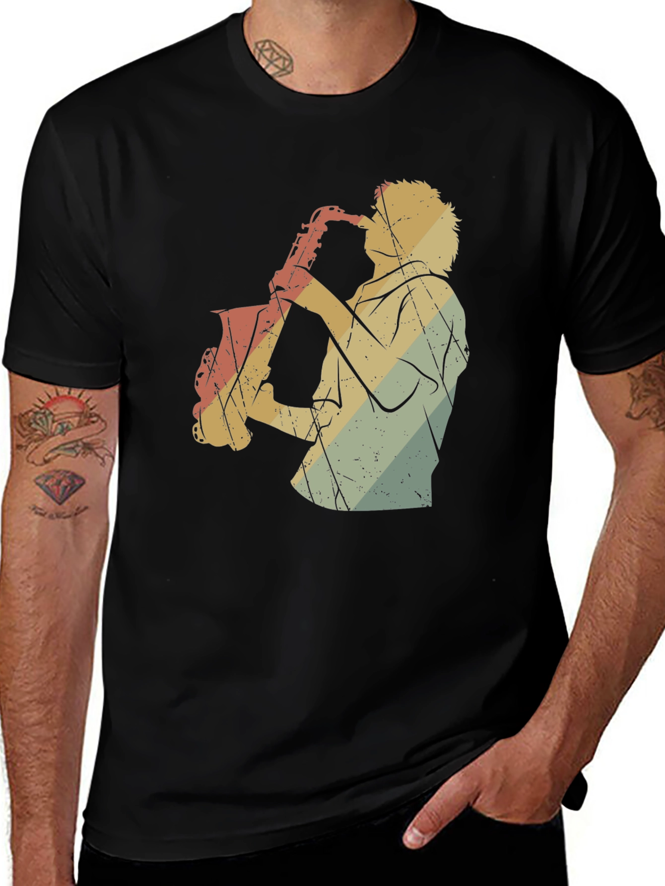Variant 6 of Saxophone Player Graphic Tee - Retro Style