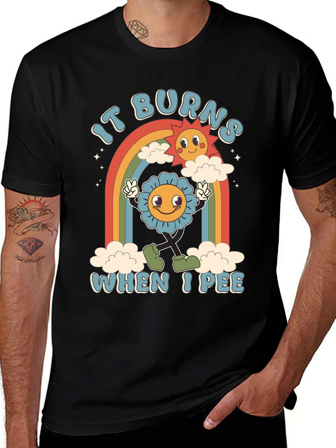 Black It Burns When I Pee T-Shirt main image