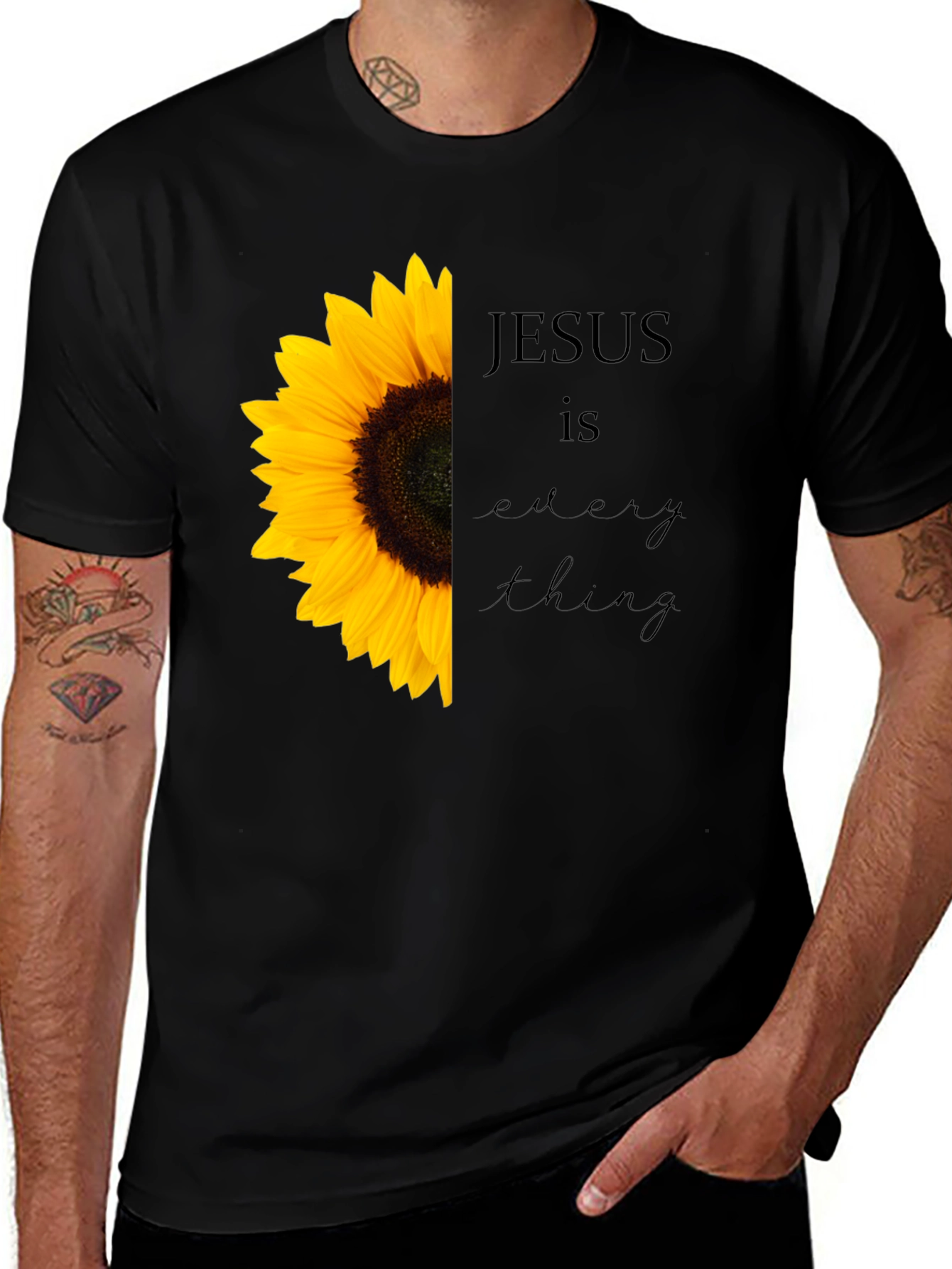 Variant 5 of Sunflower Jesus T-Shirt - Faith Inspired Design