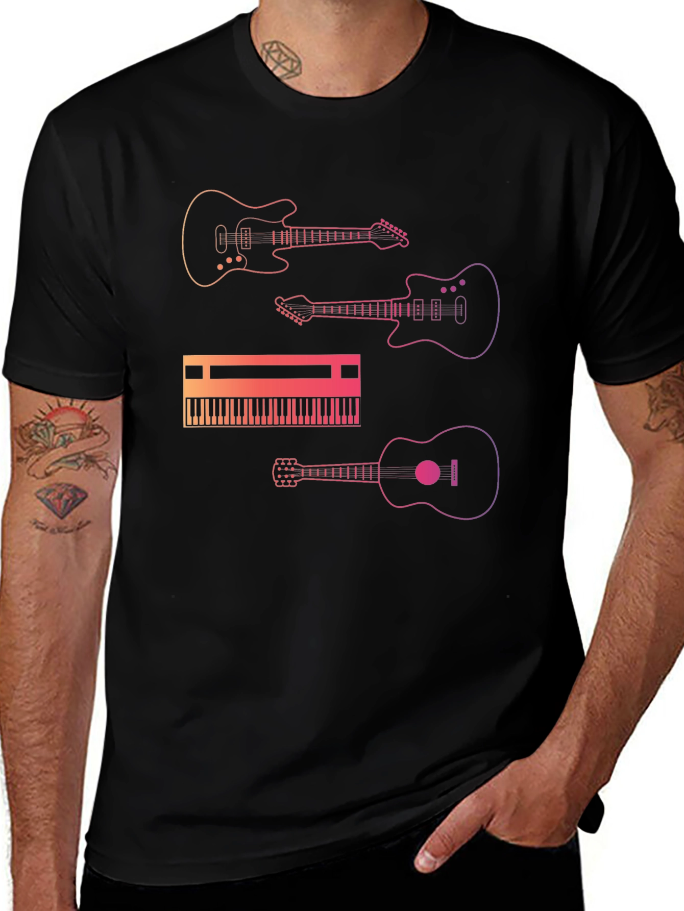 Variant 10 of Musical Instrument Graphic Tee - Black