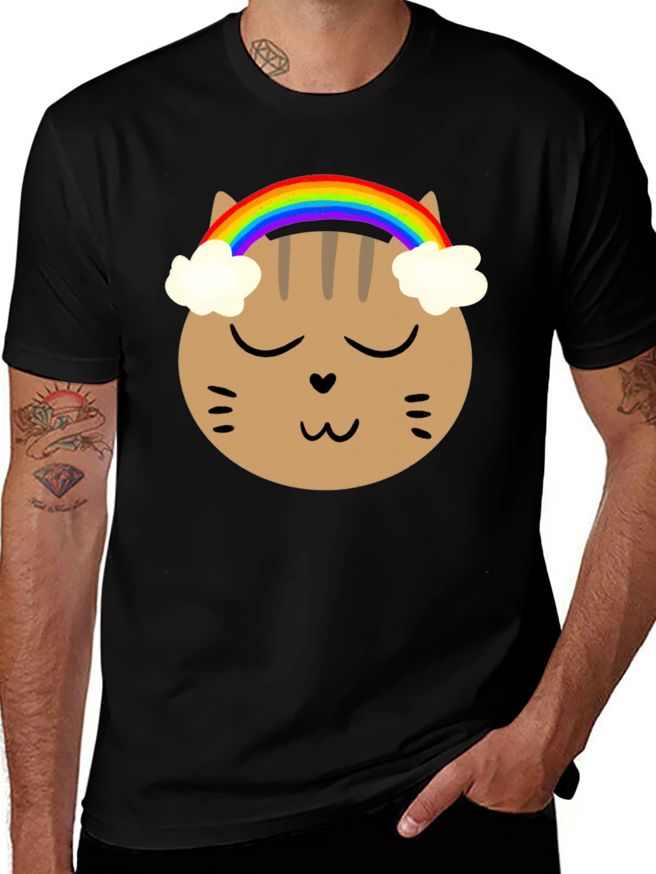 Variant 6 of Rainbow Cat Graphic Tee - Soft Cotton Blend