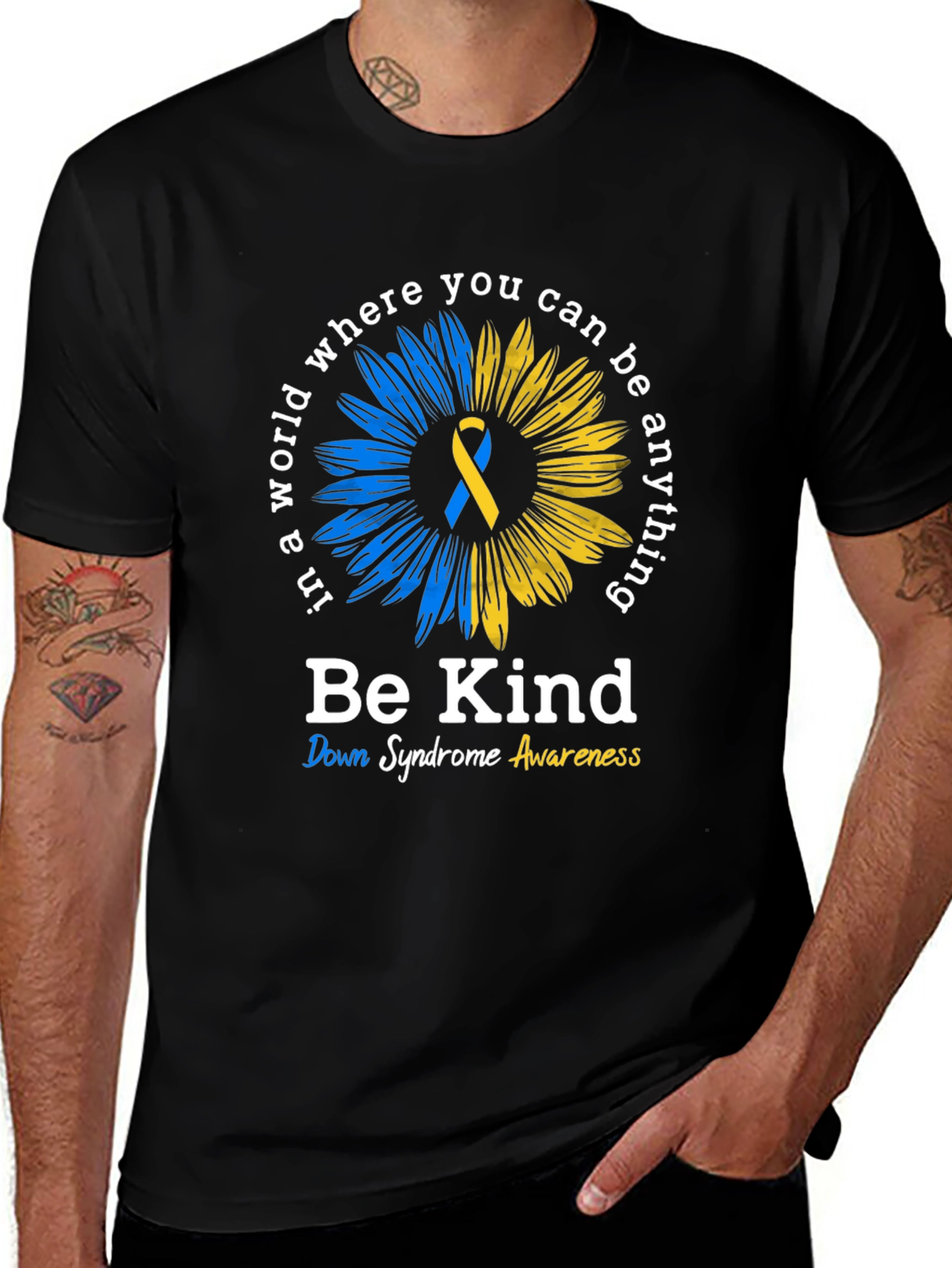 Be Kind Down Syndrome Awareness Sunflower T-Shirt