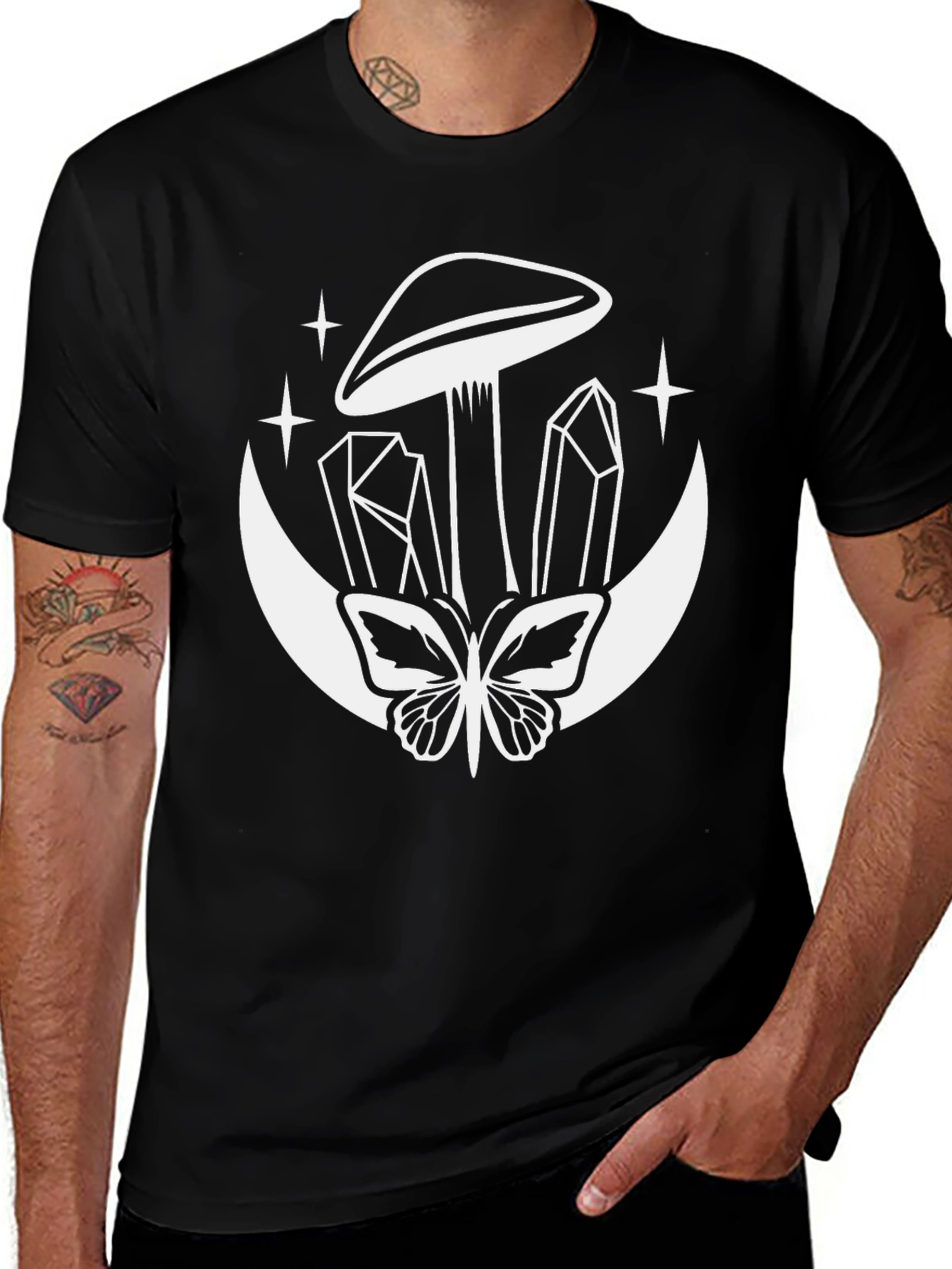 Variant 4 of Mystic Moon Butterfly Graphic Tee - Black