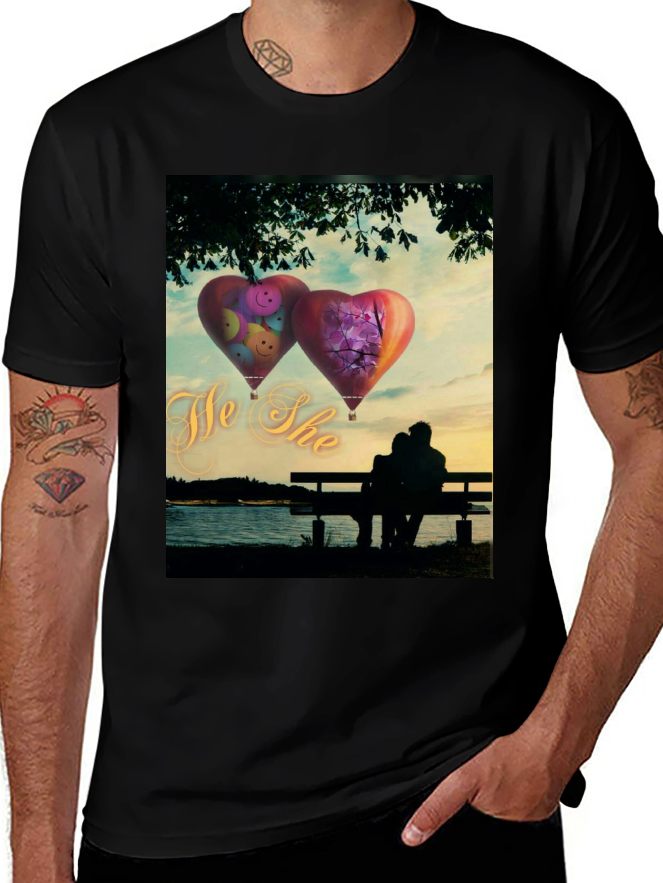 Romantic Couple Hot Air Balloon T-Shirt