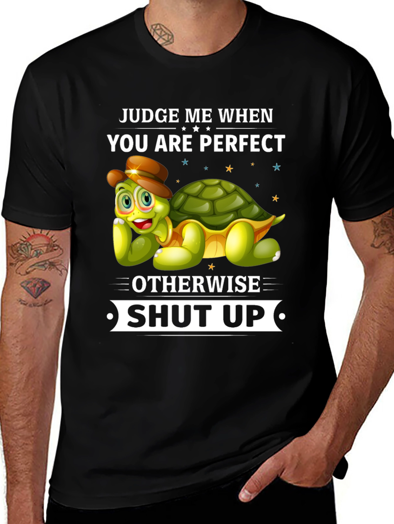 Variant 15 of Judge Me When You Are Perfect Turtle Graphic Tee