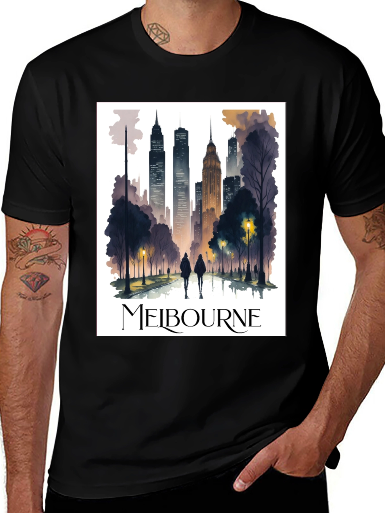 Melbourne Skyline Graphic Tee - Stylish Urban Design