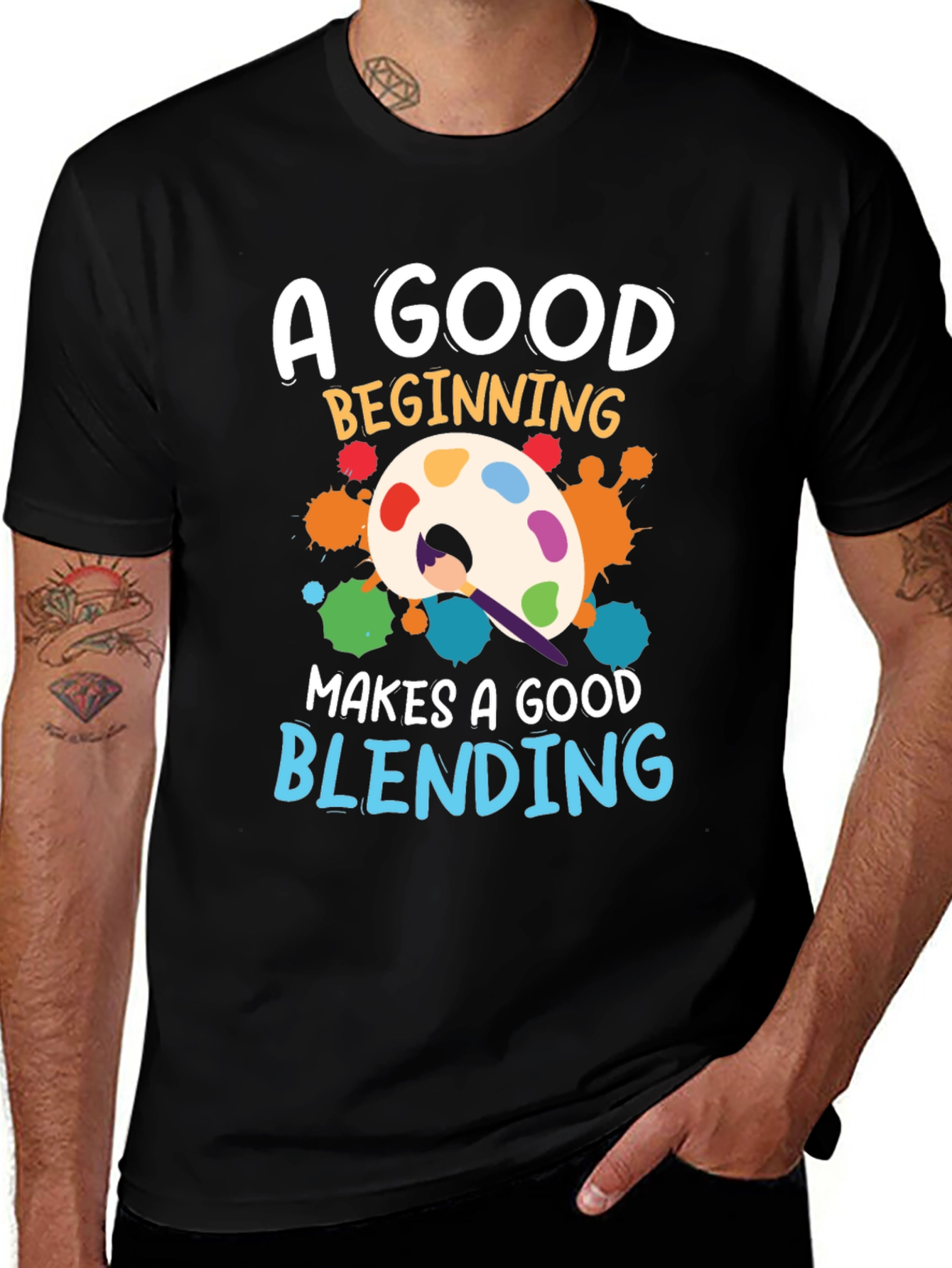 Black Artist Palette T-Shirt: A Good Beginning, Blending main image