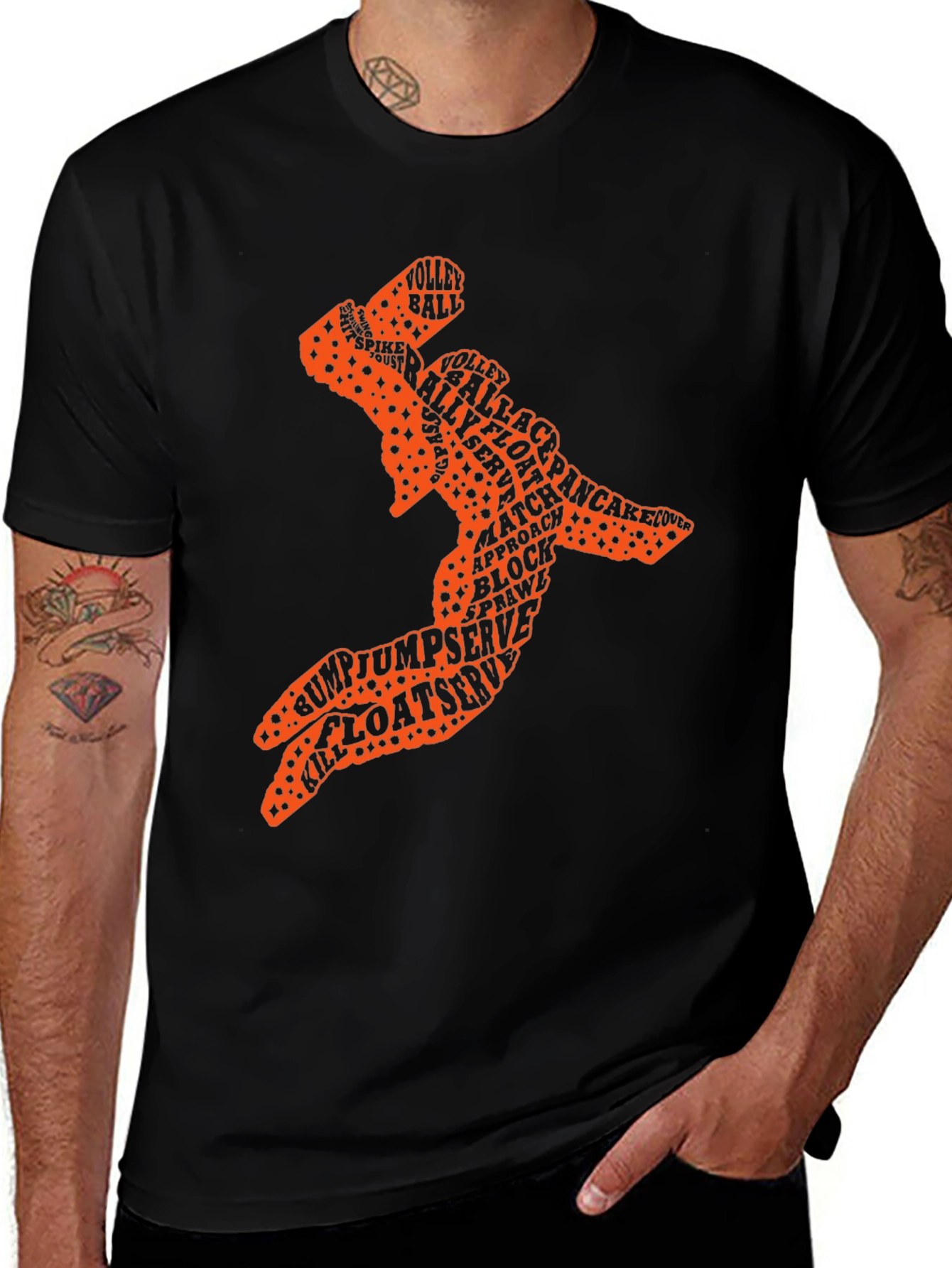 Variant 30 of Volleyball Word Art Tee - Black Sport Shirt
