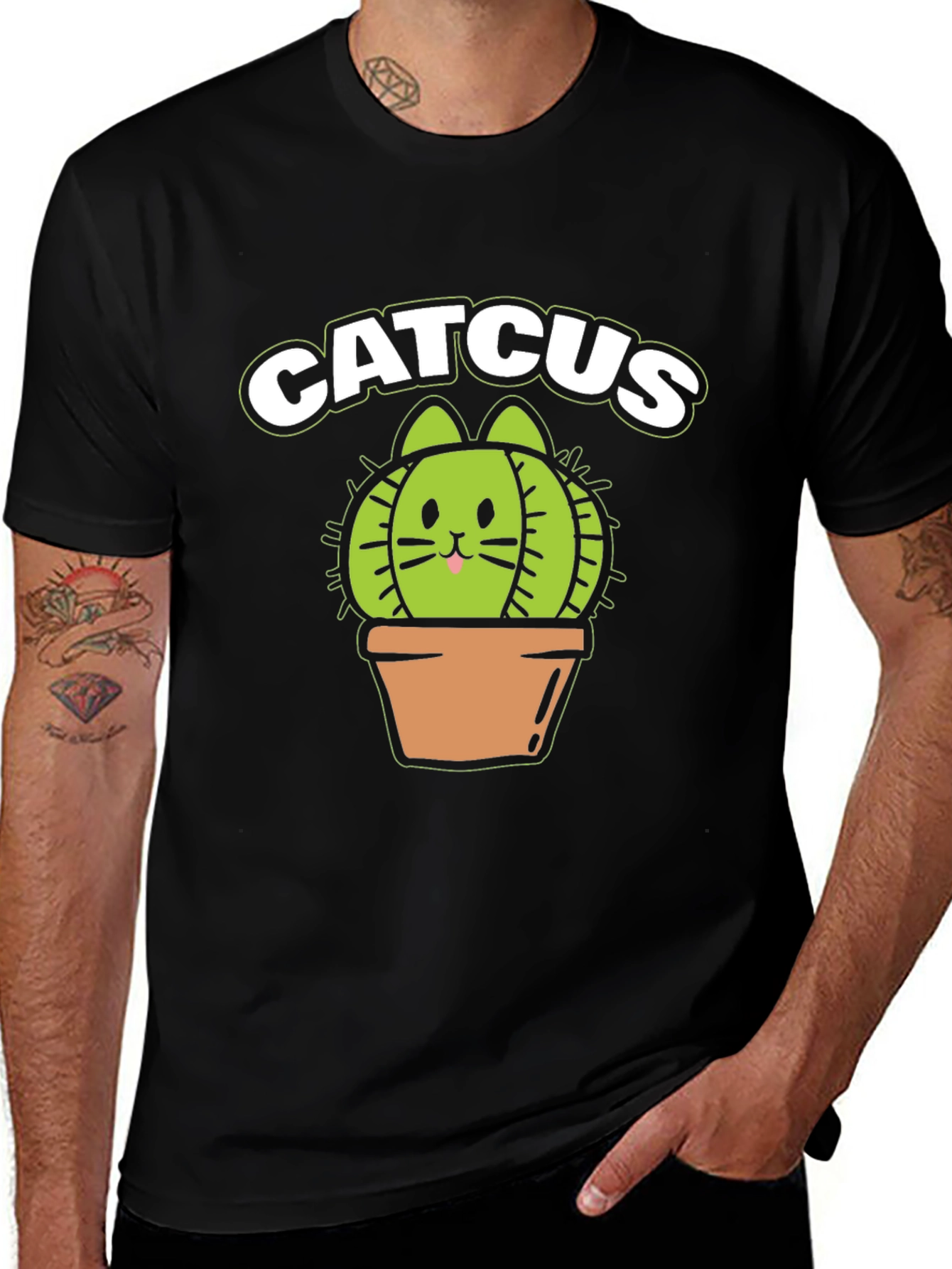 Catcus T-Shirt - Funny Cat Cactus Graphic Tee