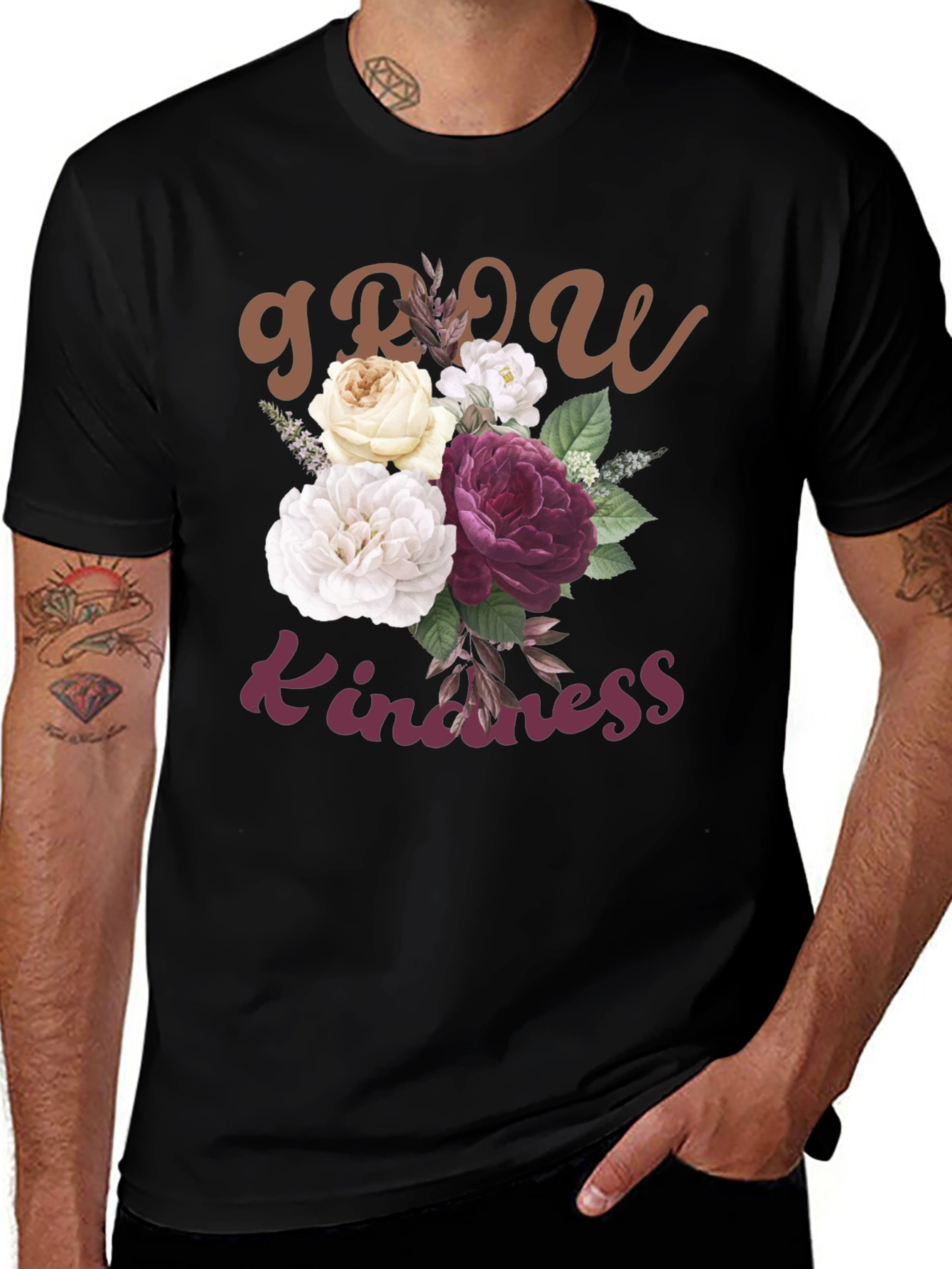 Variant 7 of Grow Kindness Floral Graphic Tee