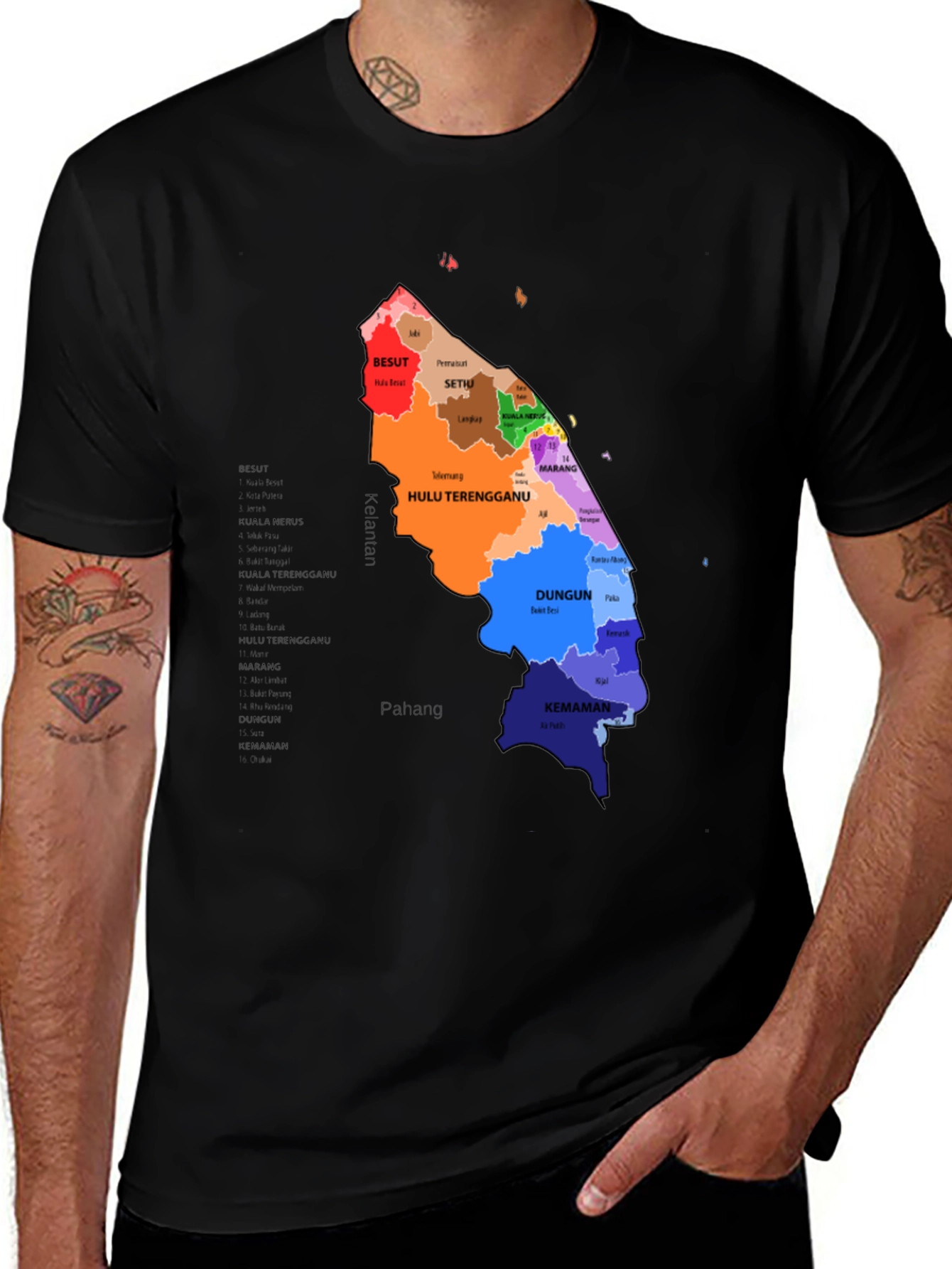 Terengganu State Map Graphic T-Shirt