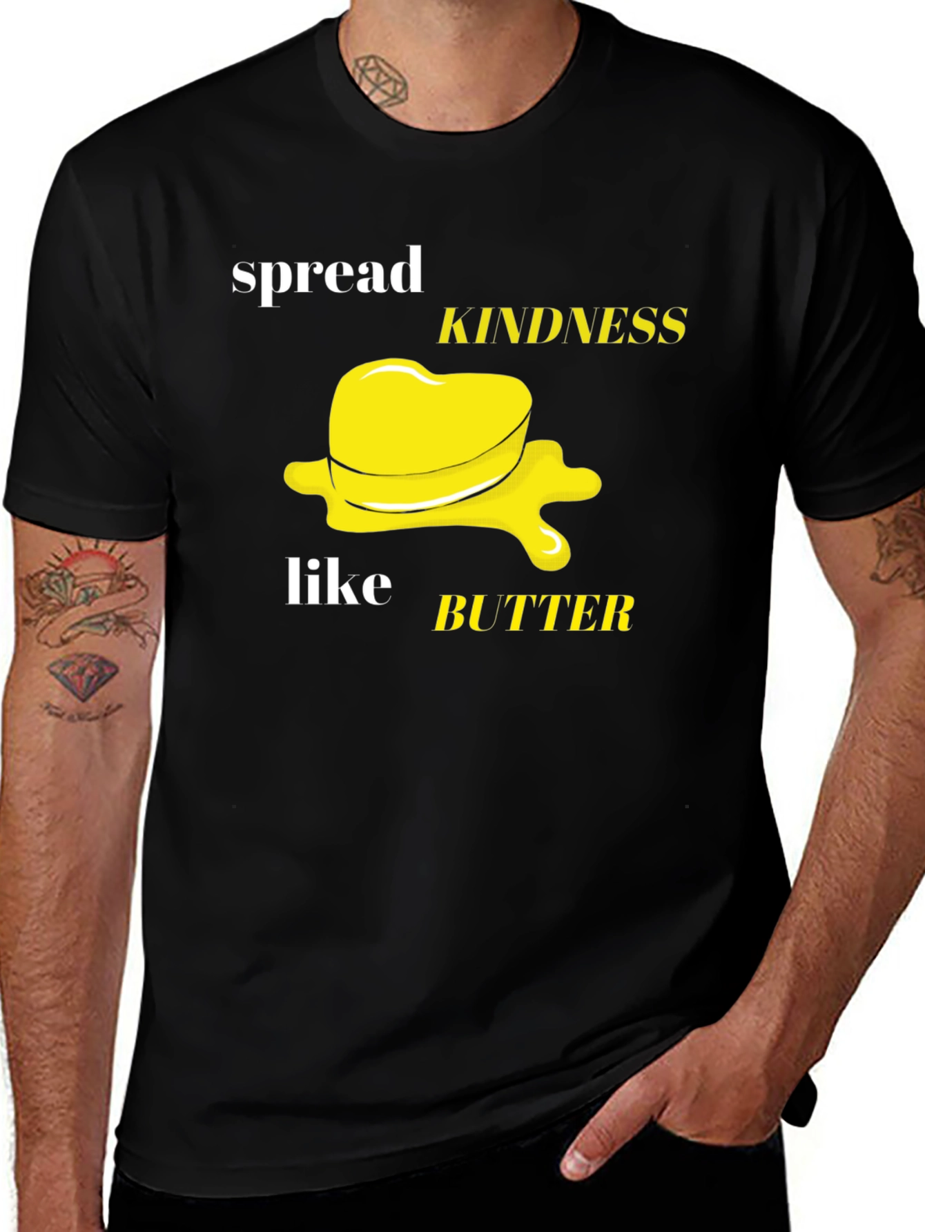 Variant 20 of Spread Kindness Like Butter Graphic Tee - Black T-Shirt