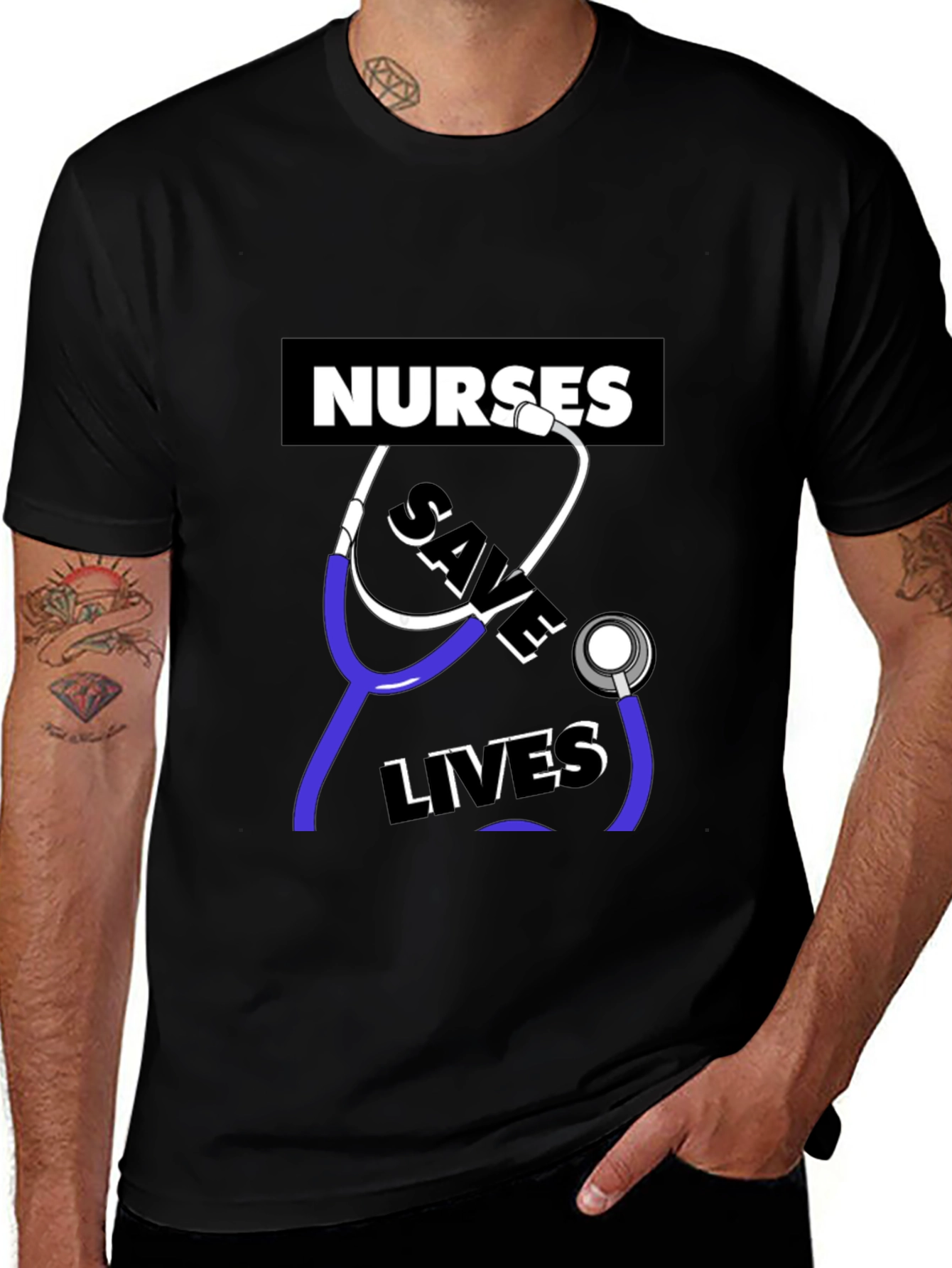 Variant 8 of Nurses Save Lives Graphic Tee - Black