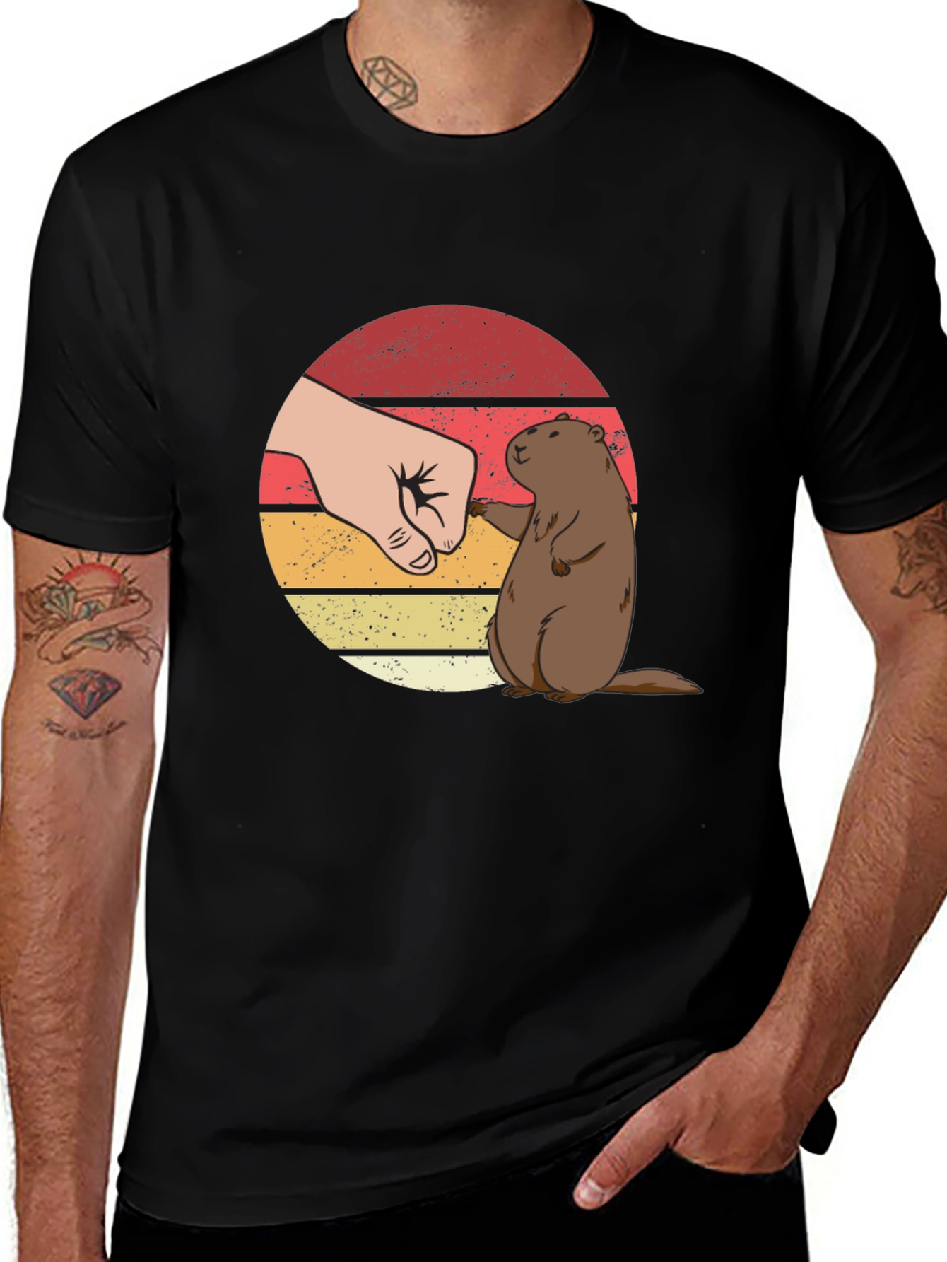 Groundhog Fist Bump Graphic Tee
