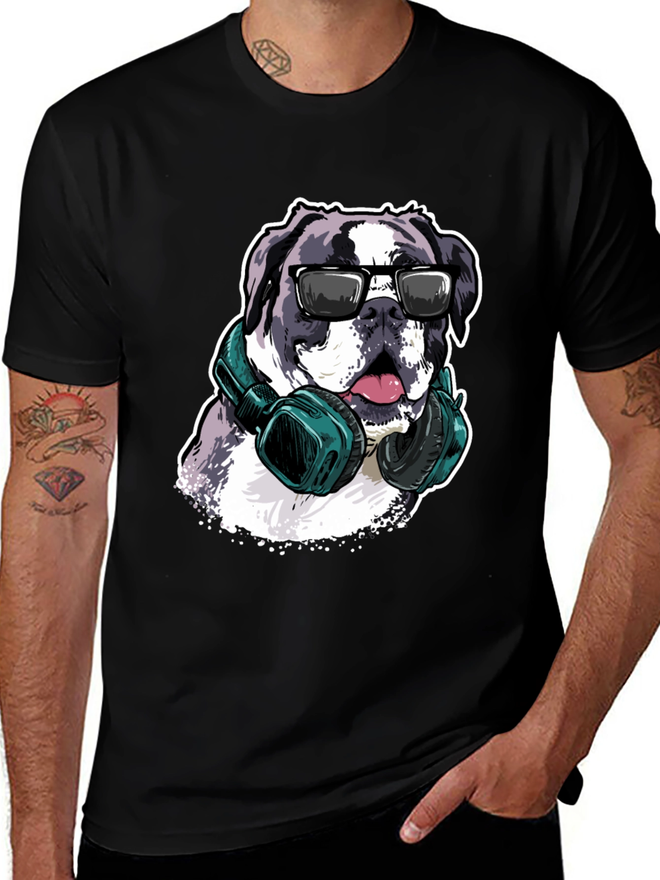 Variant 30 of Cool Dog Graphic Tee - Men's Black T-Shirt