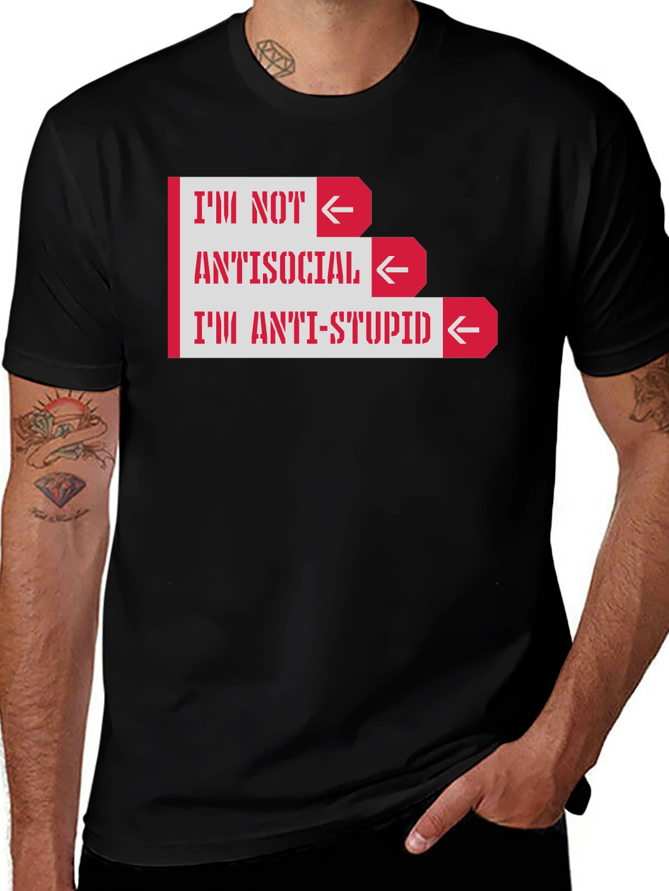 Variant 28 of Anti-Stupid Graphic T-Shirt -  Funny Slogan Tee