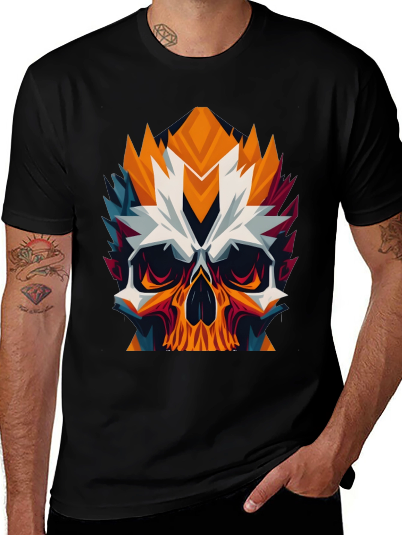 Variant 9 of Geometric Skull Graphic Tee - Bold Black T-Shirt