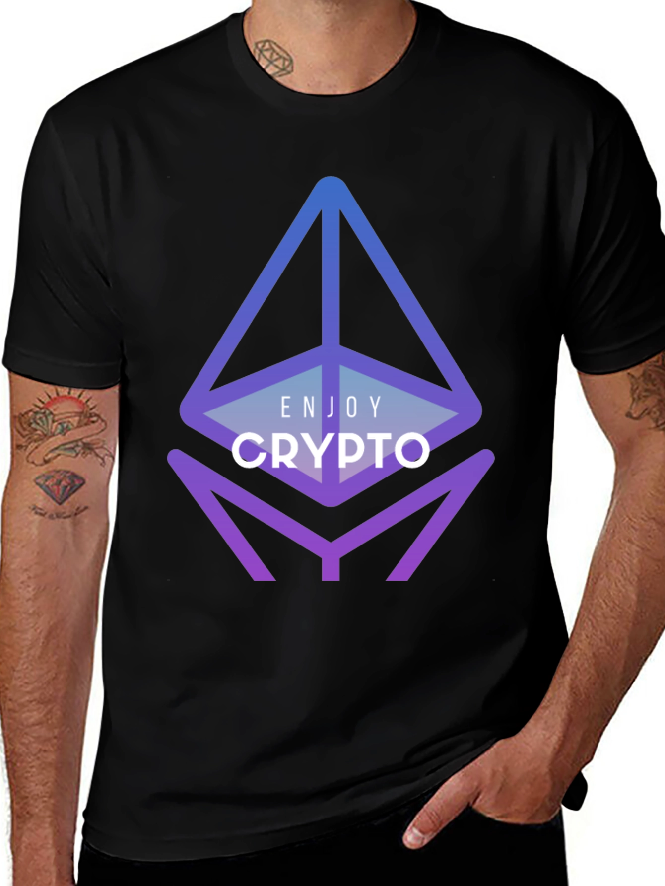 Variant 2 of Enjoy Crypto Black T-Shirt - Ethereum Design