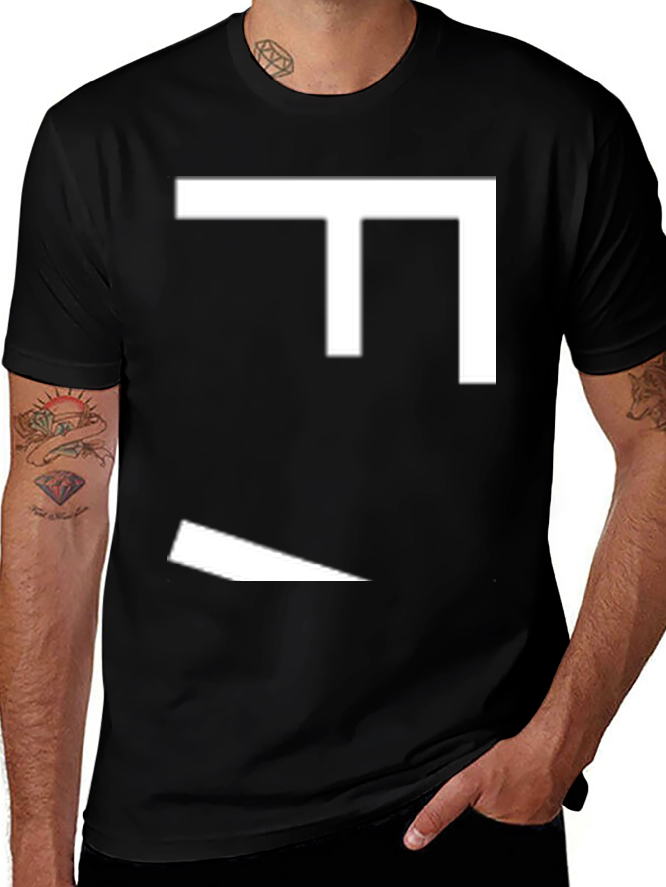 Variant 13 of Modern Abstract Graphic Tee - Men's Black T-Shirt