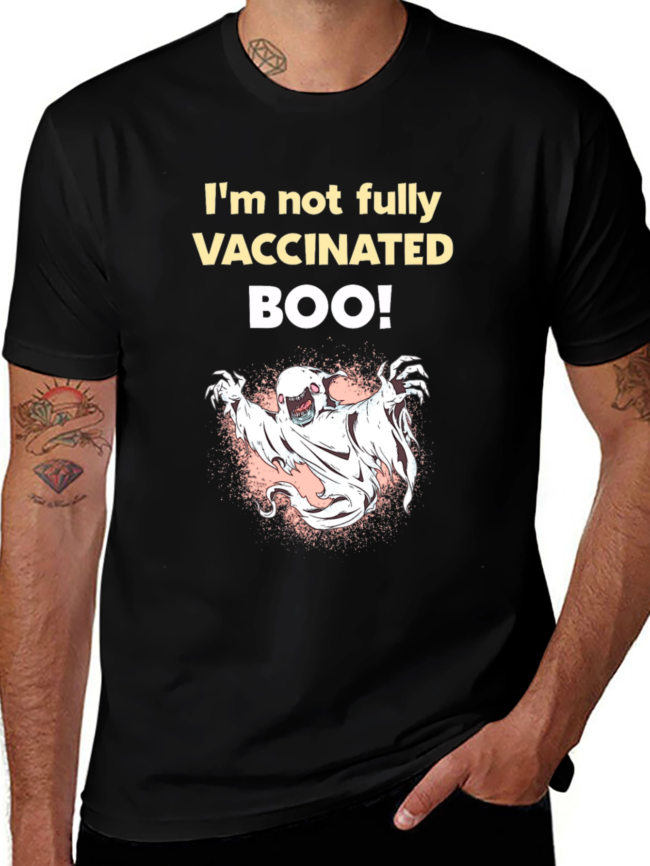 Variant 15 of Funny Unvaccinated Halloween Ghost T-Shirt