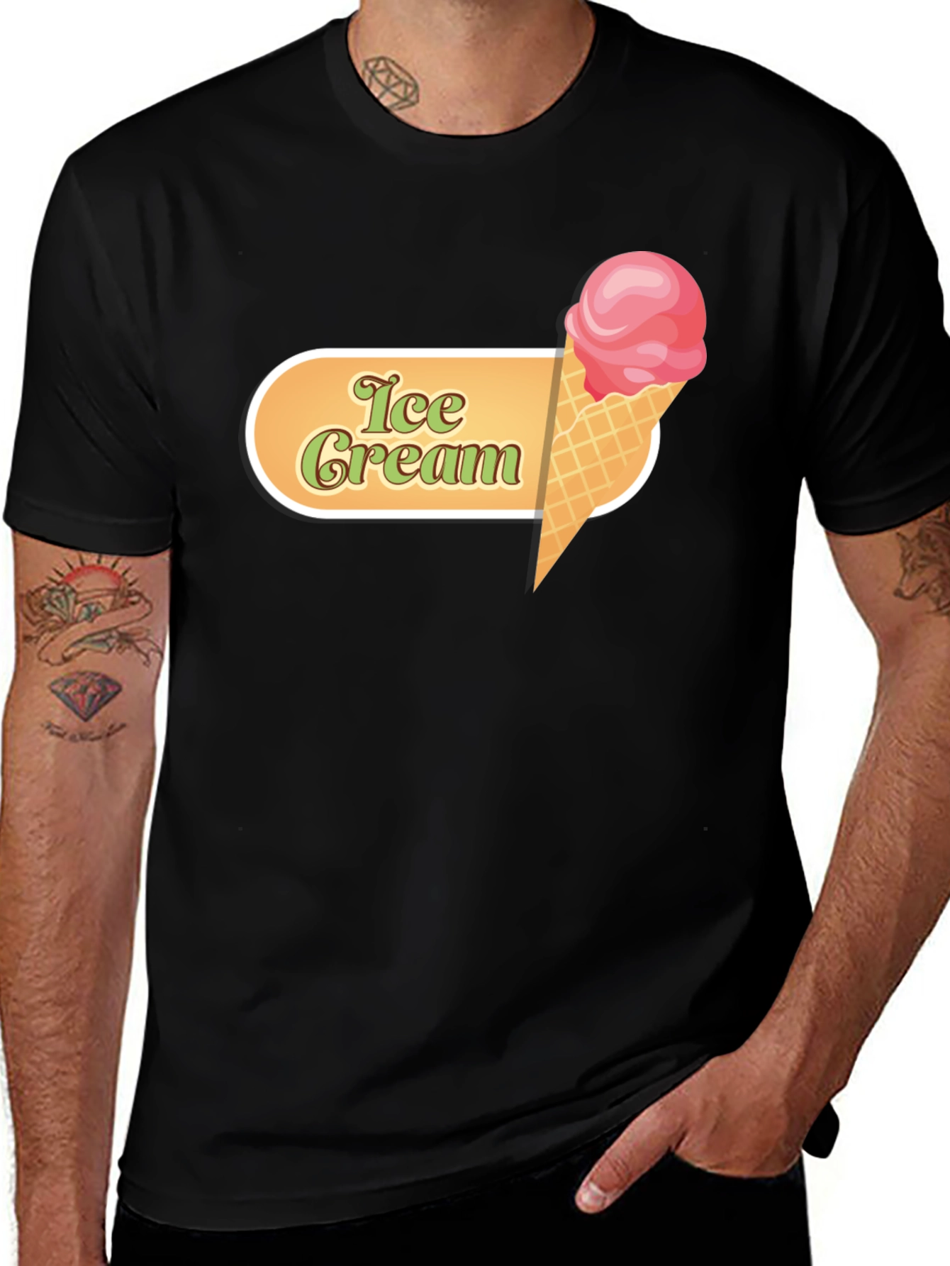Variant 30 of Ice Cream Graphic Black T-Shirt