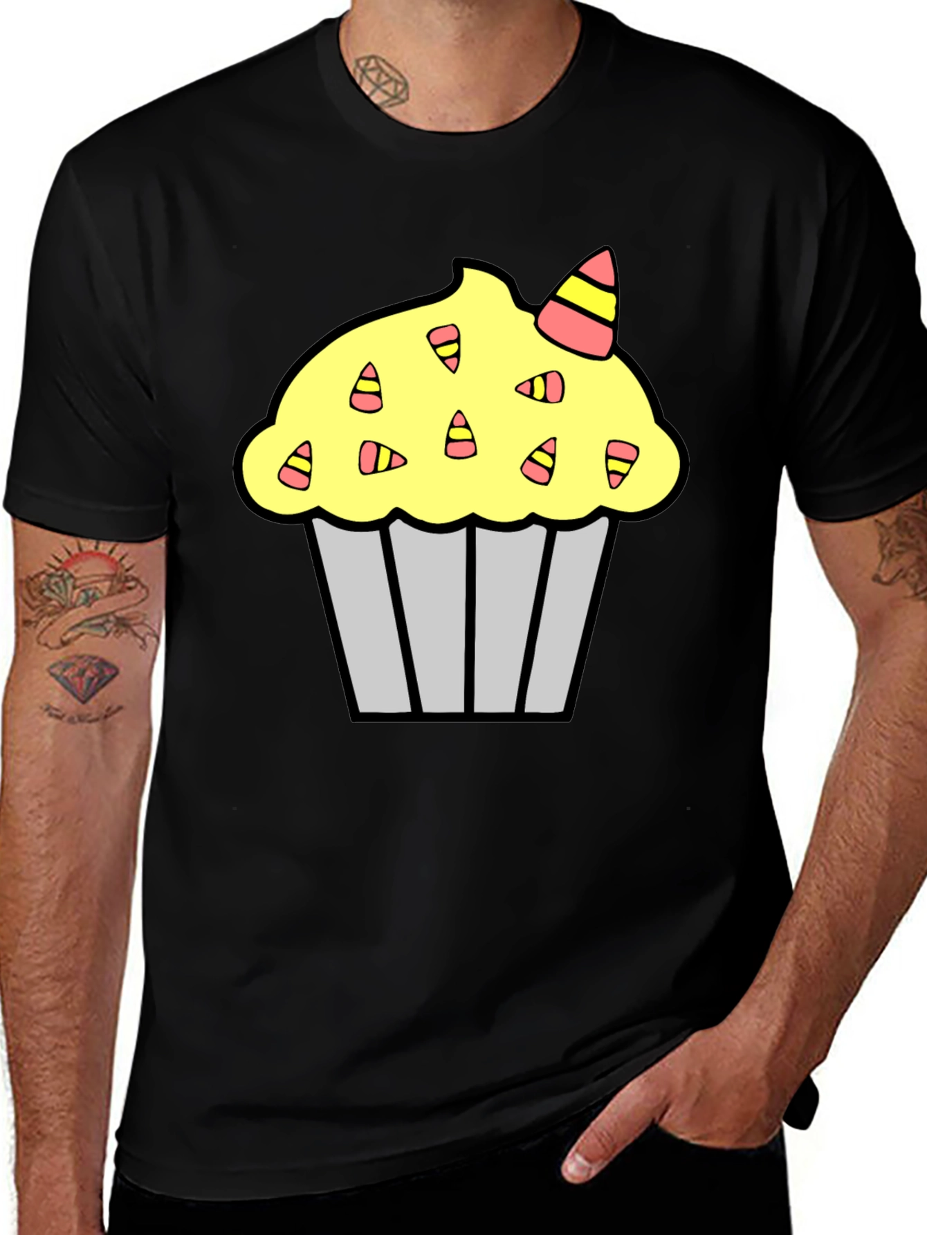 Variant 8 of Cupcake T-Shirt - Candy Corn Halloween Party Tee