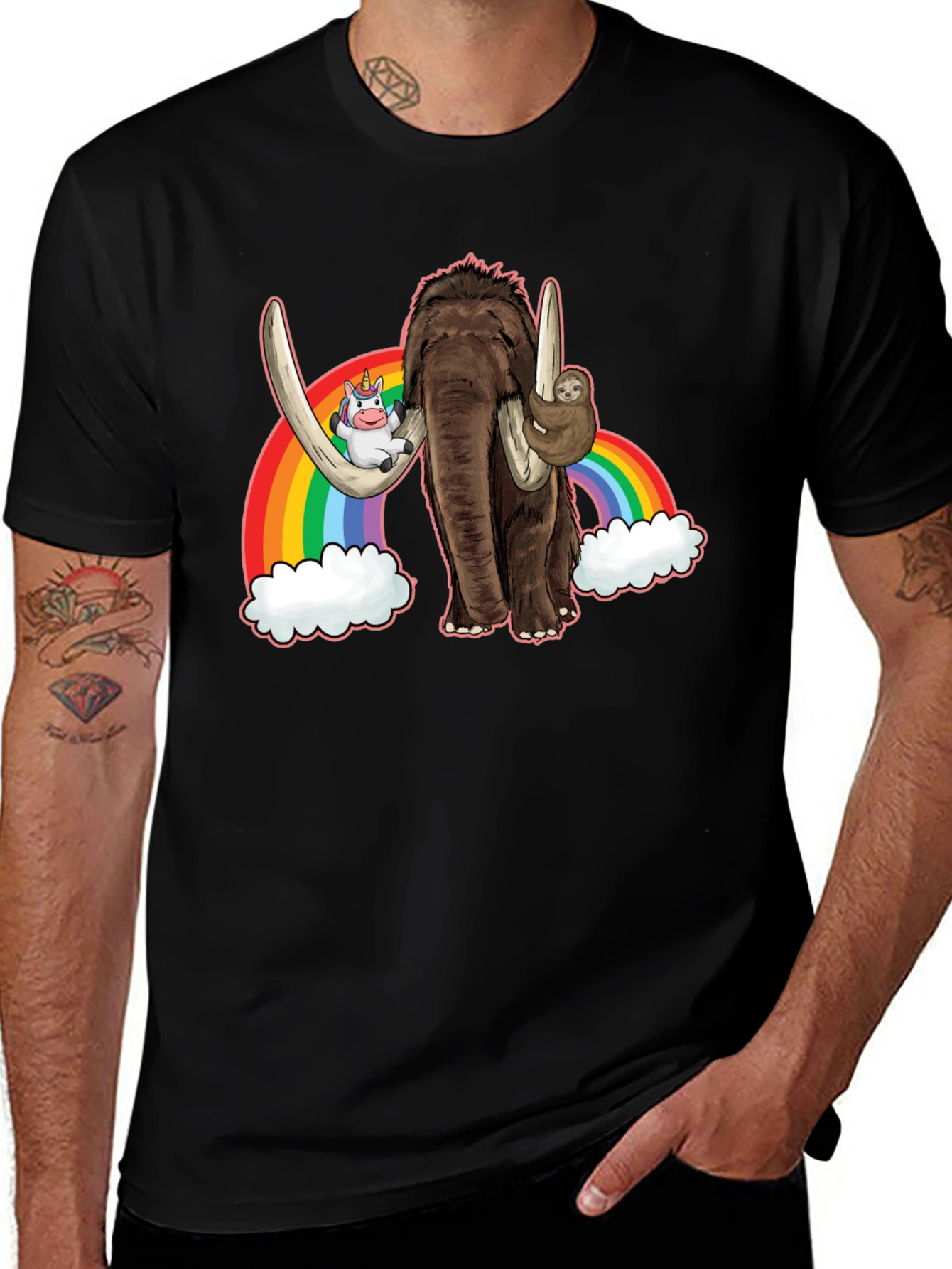 Variant 14 of Mammoth, Unicorn, Sloth Rainbow Graphic Tee